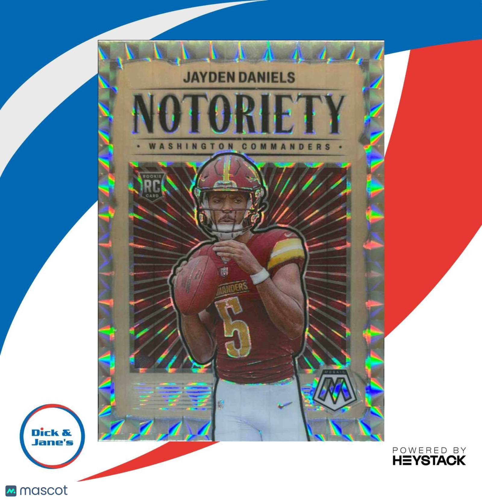 2024 Panini Mosaic Jayden Daniels Notoriety Mosaic #19 RC Washington Commanders - Sports Cards