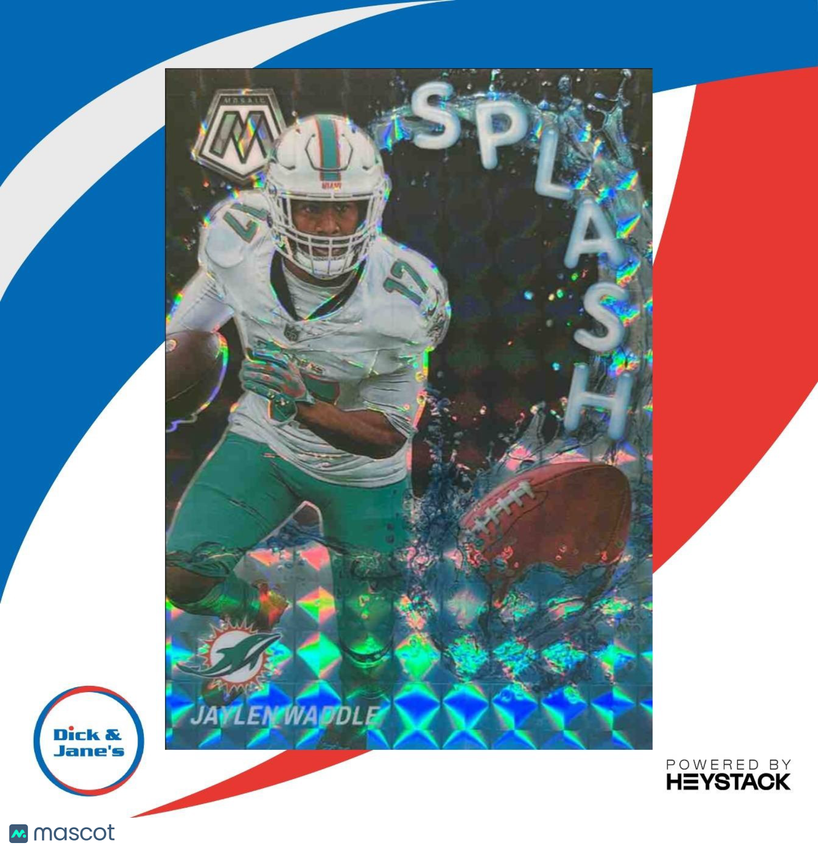 2024 Panini Mosaic Jaylen Waddle Splash Black 1/1 #SS-JWE Miami Dolphins TRUE /1 - Sports Cards
