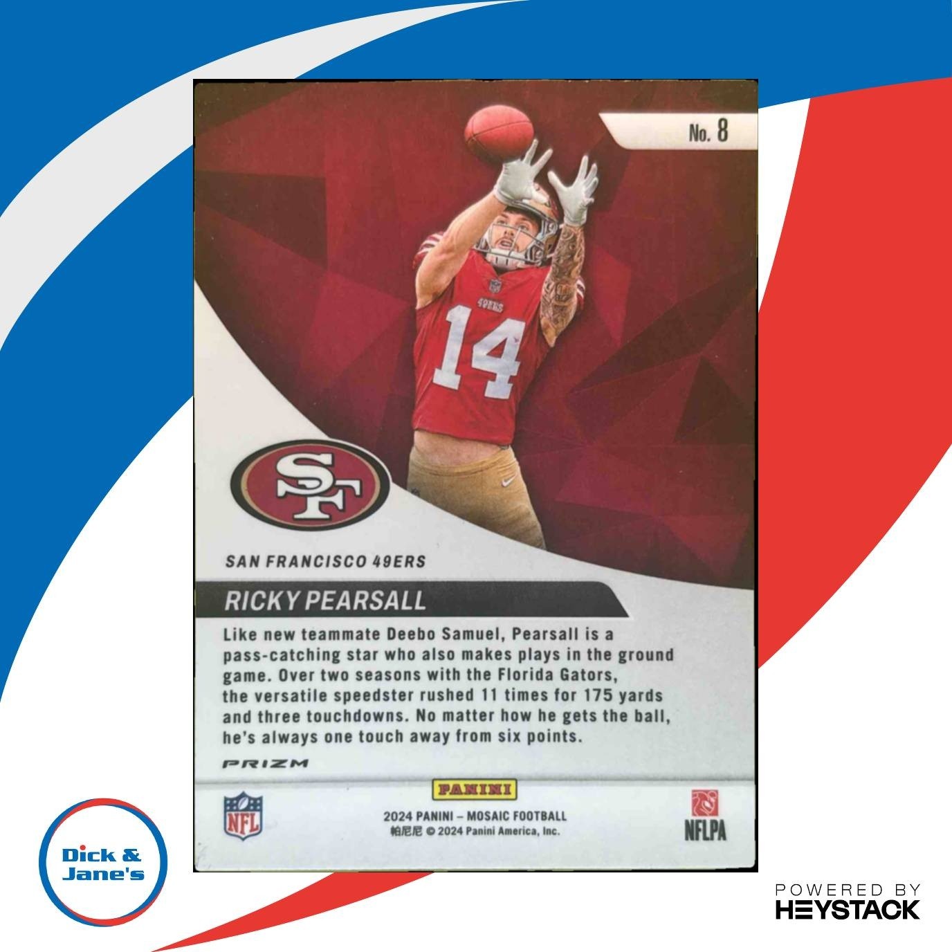 2024 Panini Mosaic Ricky Pearsall Elevate Prizm #8 RC San Francisco 49ers - Sports Cards