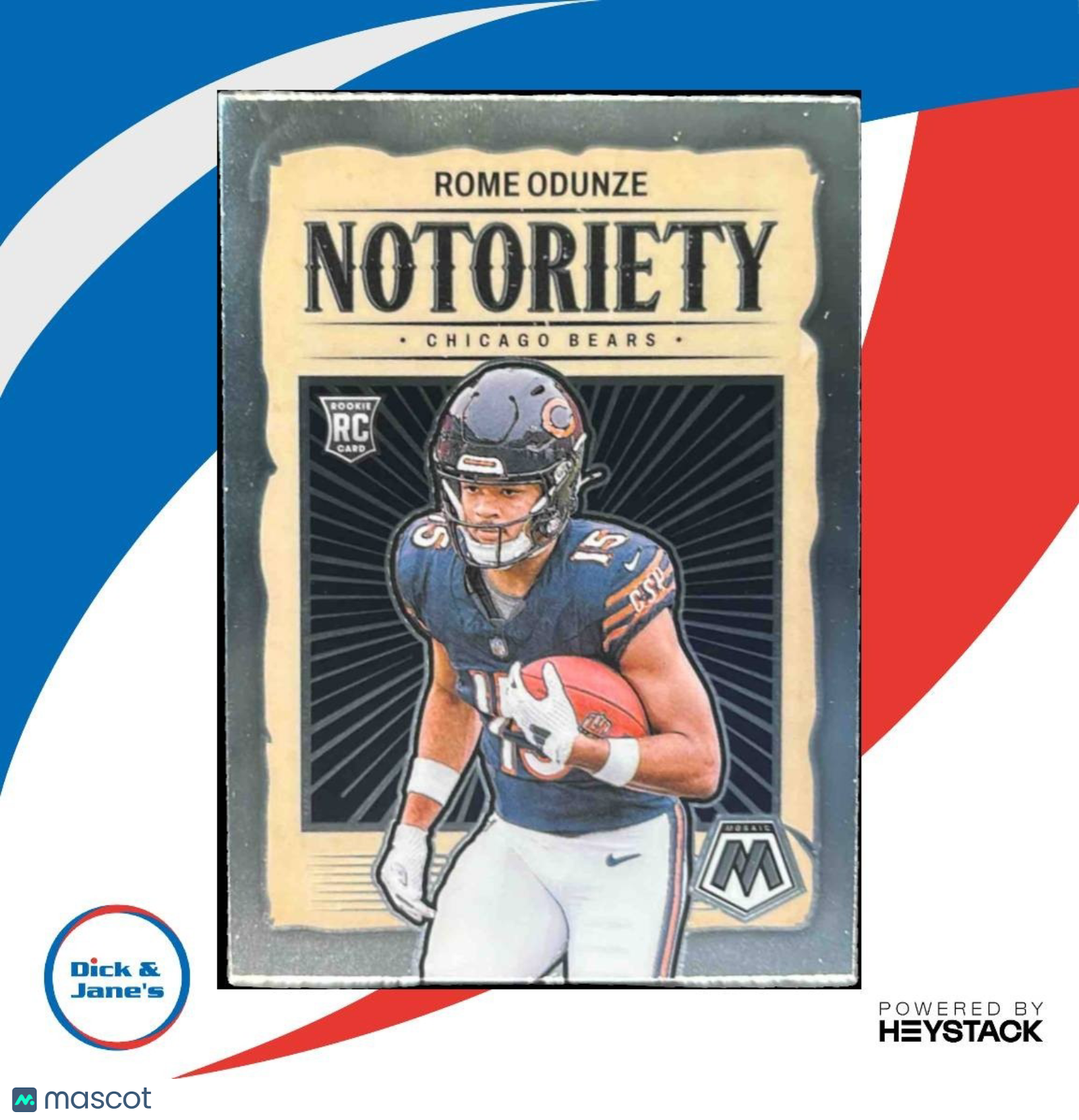 2024 Panini Mosaic Rome Odunze Notoriety #24 RC Chicago Bears - Sports Cards
