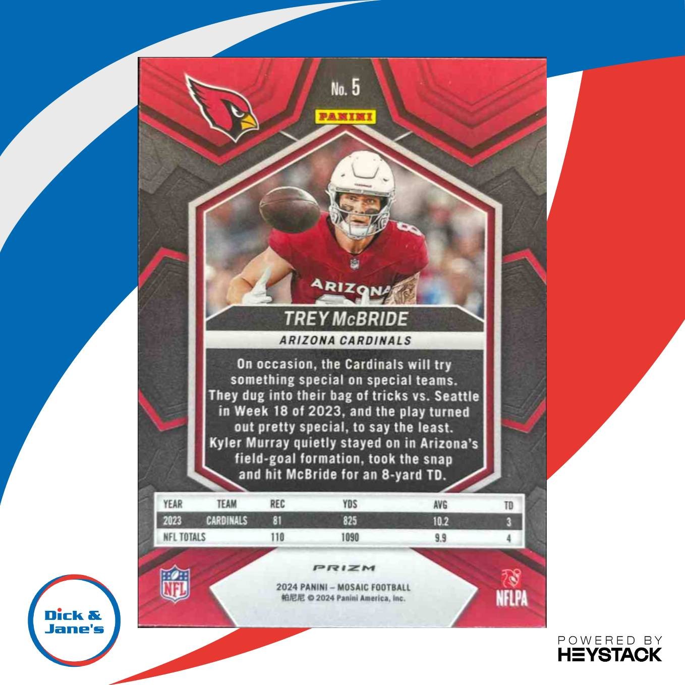 2024 Panini Mosaic Trey McBride Honeycomb Prizm #5 Arizona Cardinals - Sports Cards