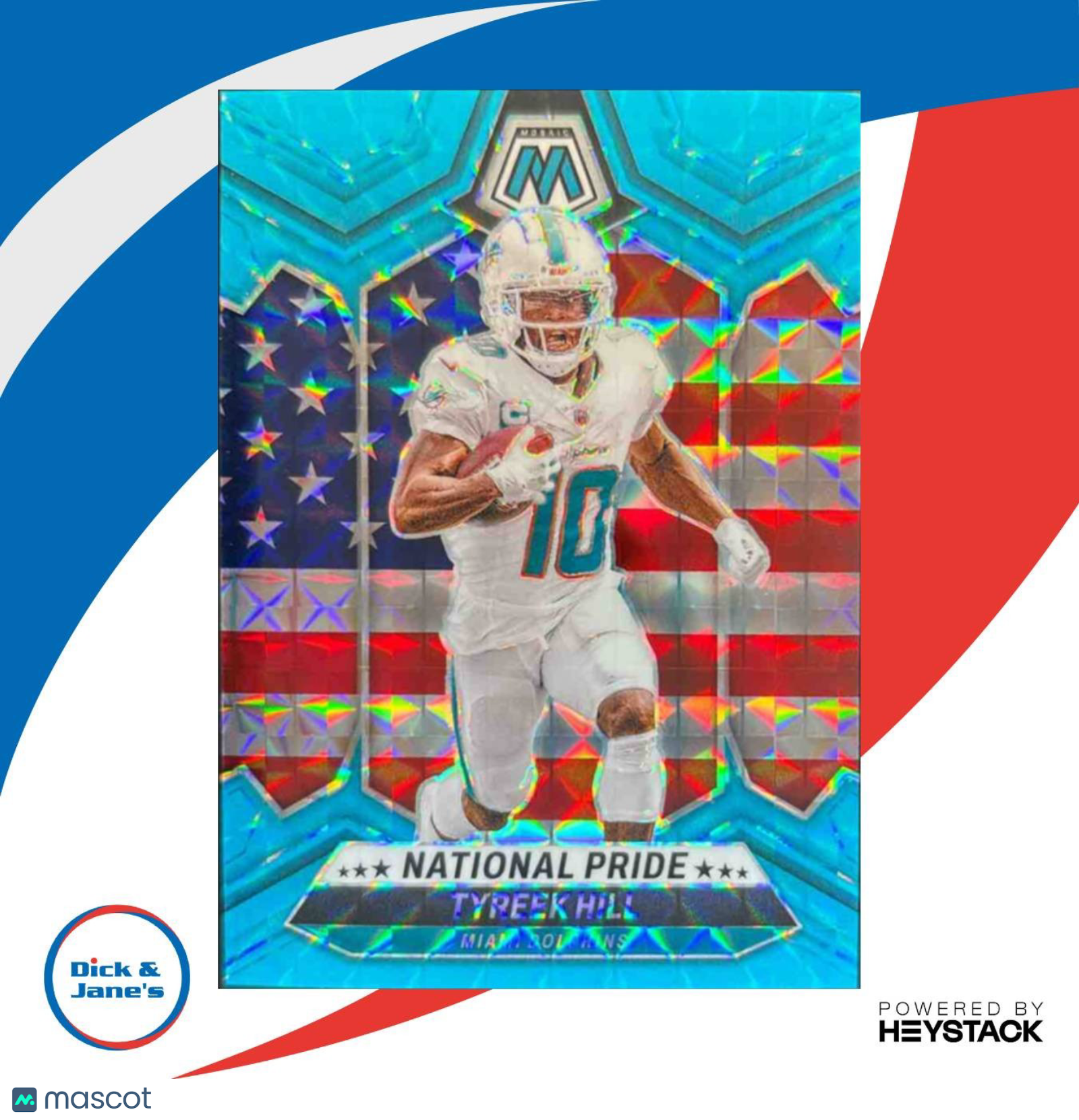2024 Panini Mosaic Tyreek Hill Blue Fluorescent Prizm 14/15 #261 Miami Dolphins - Sports Cards