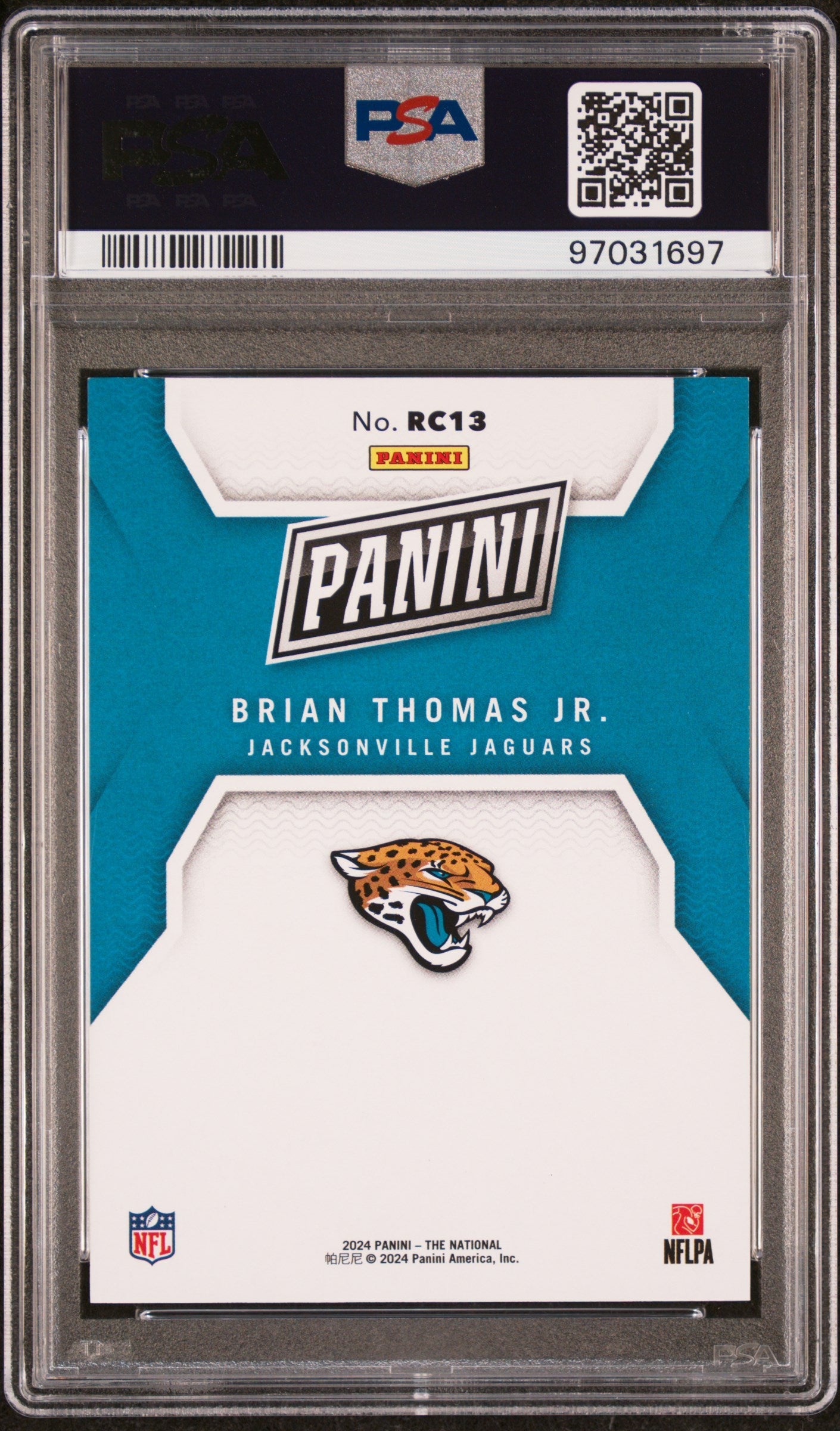 2024 Panini NSCC Rookies Brian Thomas Jr Cracked Ice 02/25 PSA 8 Jacksonville - Graded Sports Cards