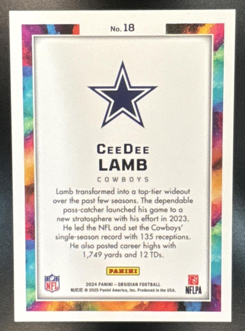2024 Panini Obsidian #18 CeeDee Lamb Black Color Blast SSP Dallas Cowboys - Sports Cards
