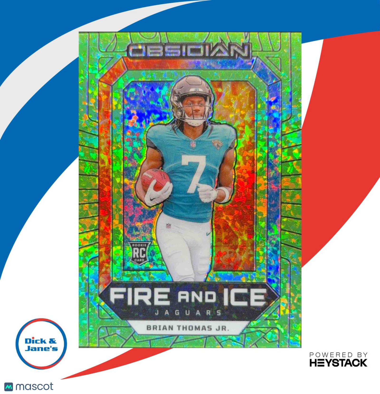 2024 Panini Obsidian Brian Thomas Jr. Fire and Ice Jade 6/6 Jaguars Rookie - Sports Cards
