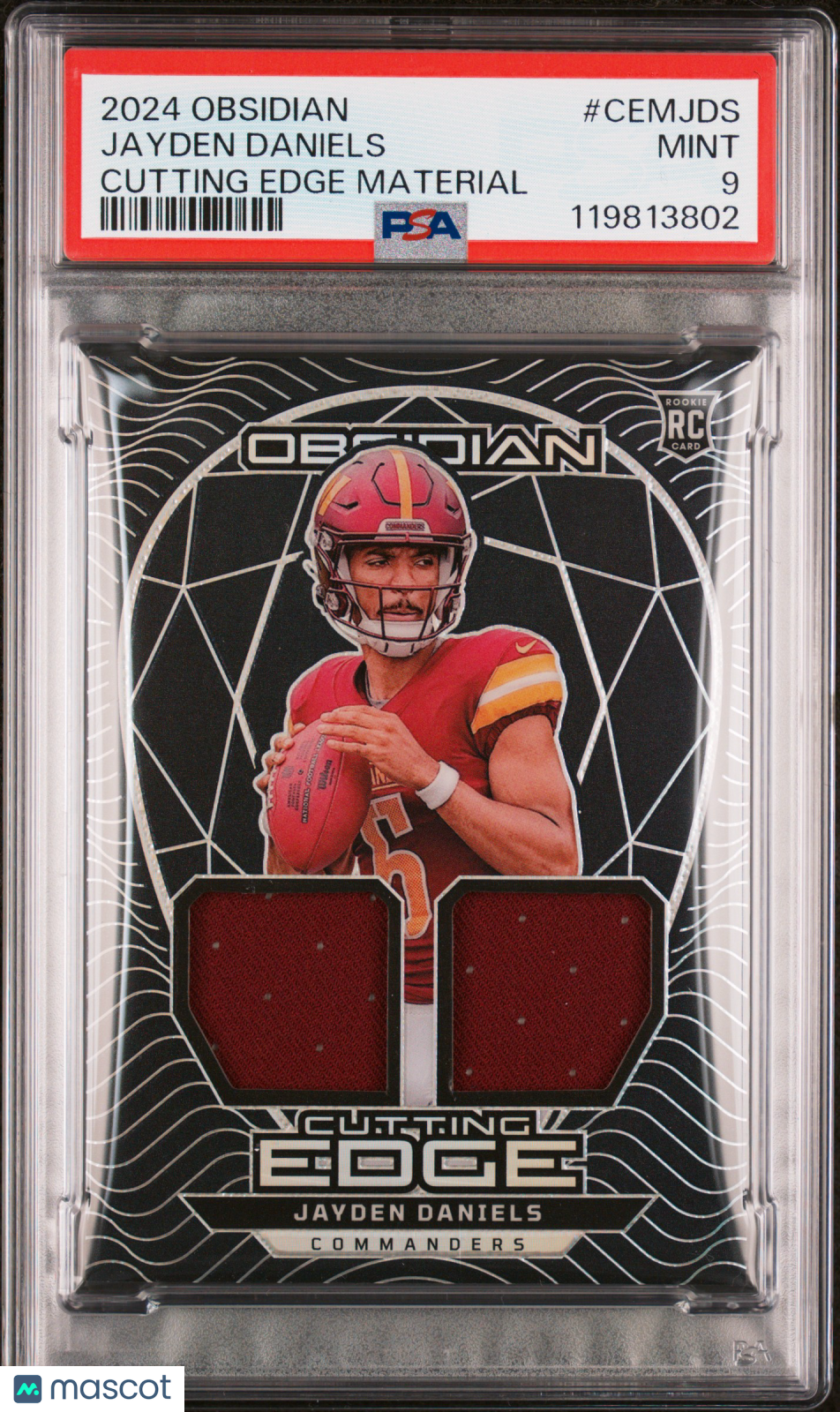 2024 Panini Obsidian Cutting Edge Materials Jayden Daniels Rookie PSA 9 MINT - Graded Sports Cards