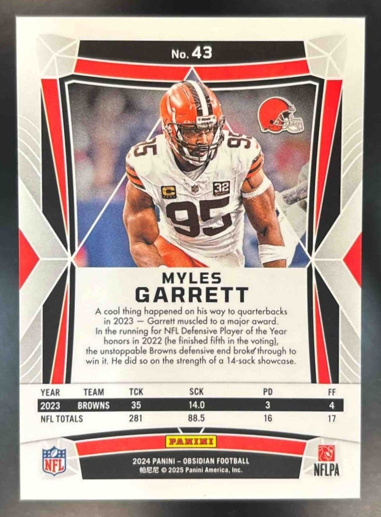 2024 Panini Obsidian Myles Garrett International #43 Cleveland Browns - Sports Cards