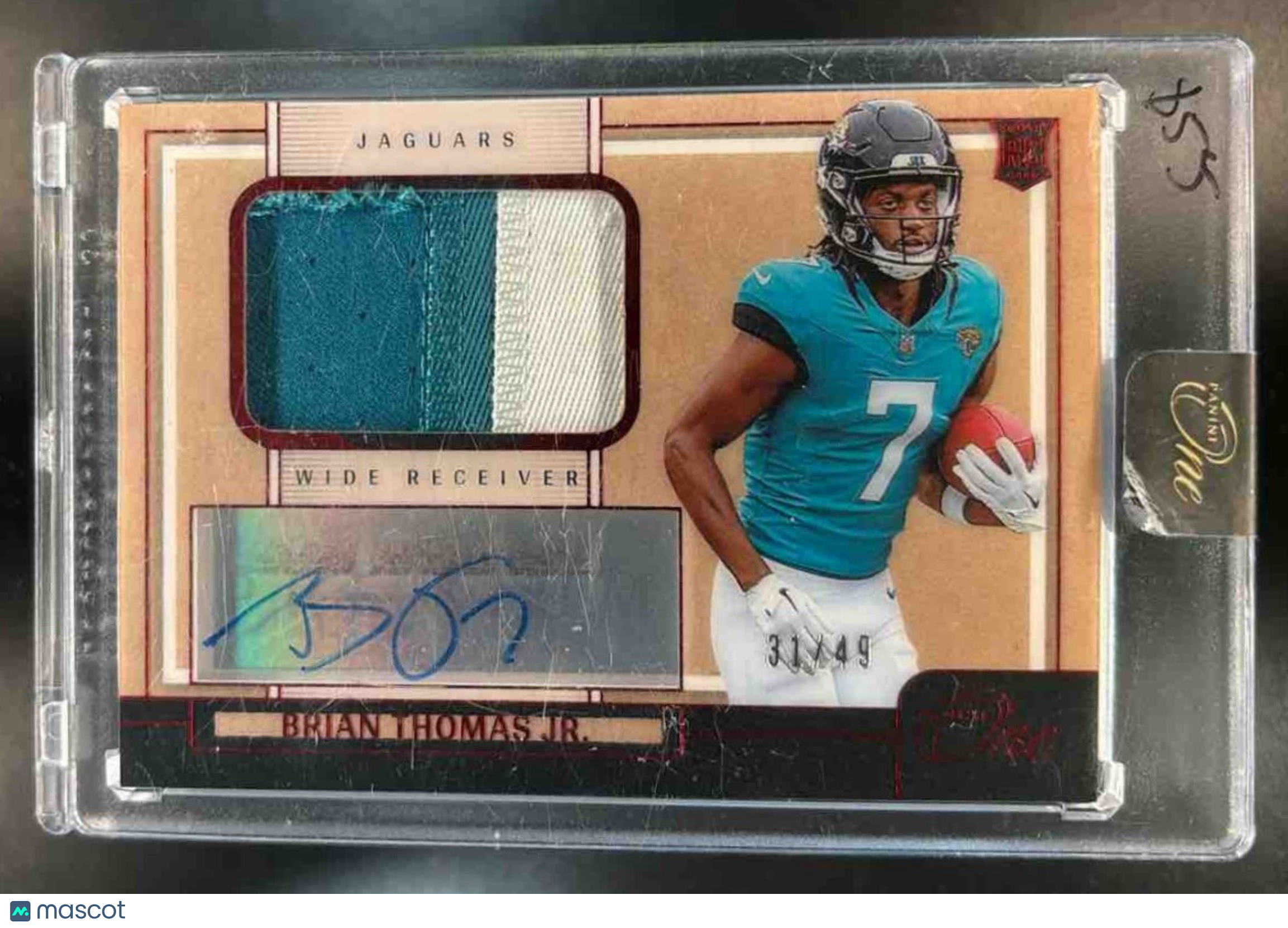 2024 Panini One Brian Thomas Jr. Premium Patch Auto Red /49 MEM RC Jaguars - Sports Cards