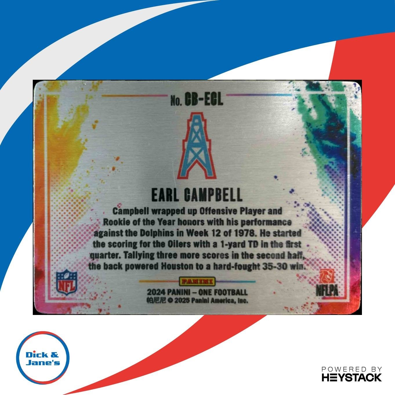 2024 Panini One Earl Campbell Color Blast #CB-ECL - Sports Cards