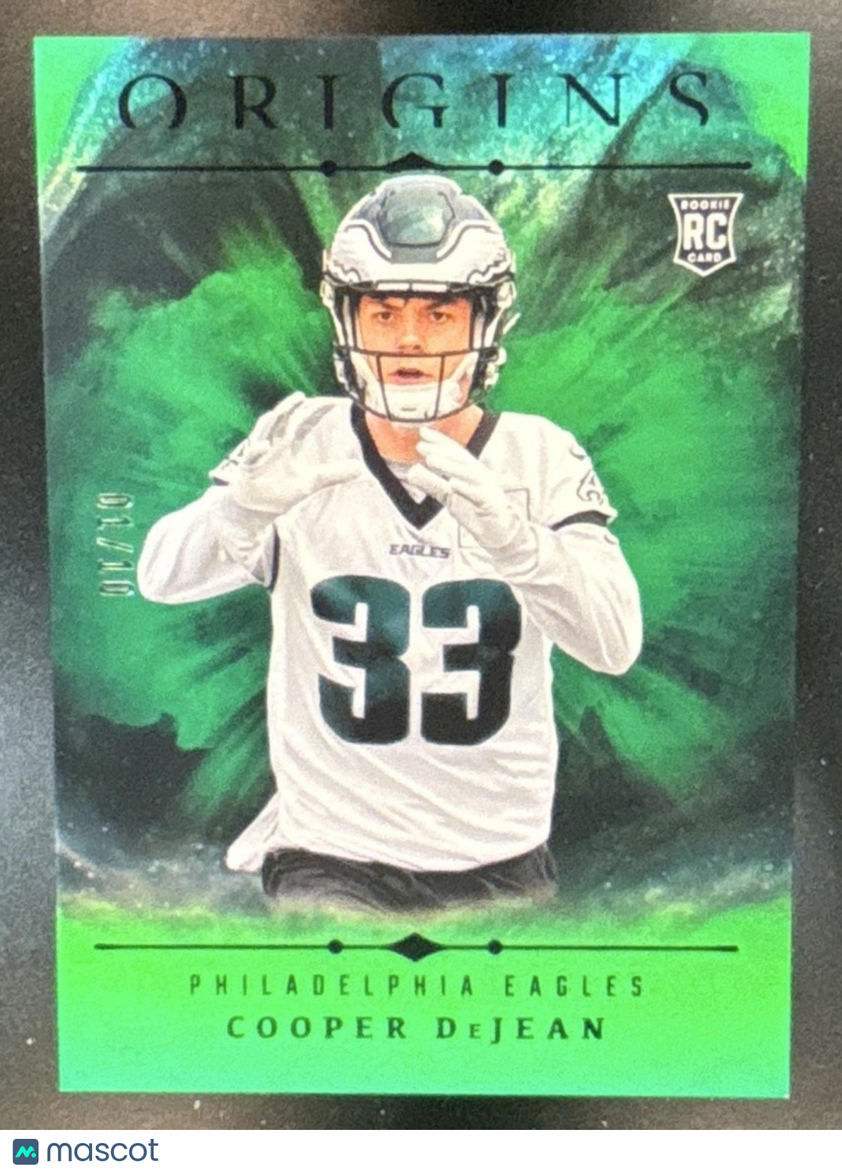 2024 Panini Origins Cooper DeJean Holo Green 1/10 #127 RC Philadelphia Eagles - Sports Cards
