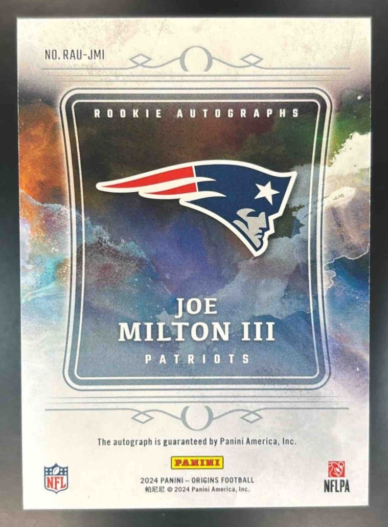 2024 Panini Origins Joe Milton III Rookie Auto RC Blue /49 New England Patriots - Sports Cards