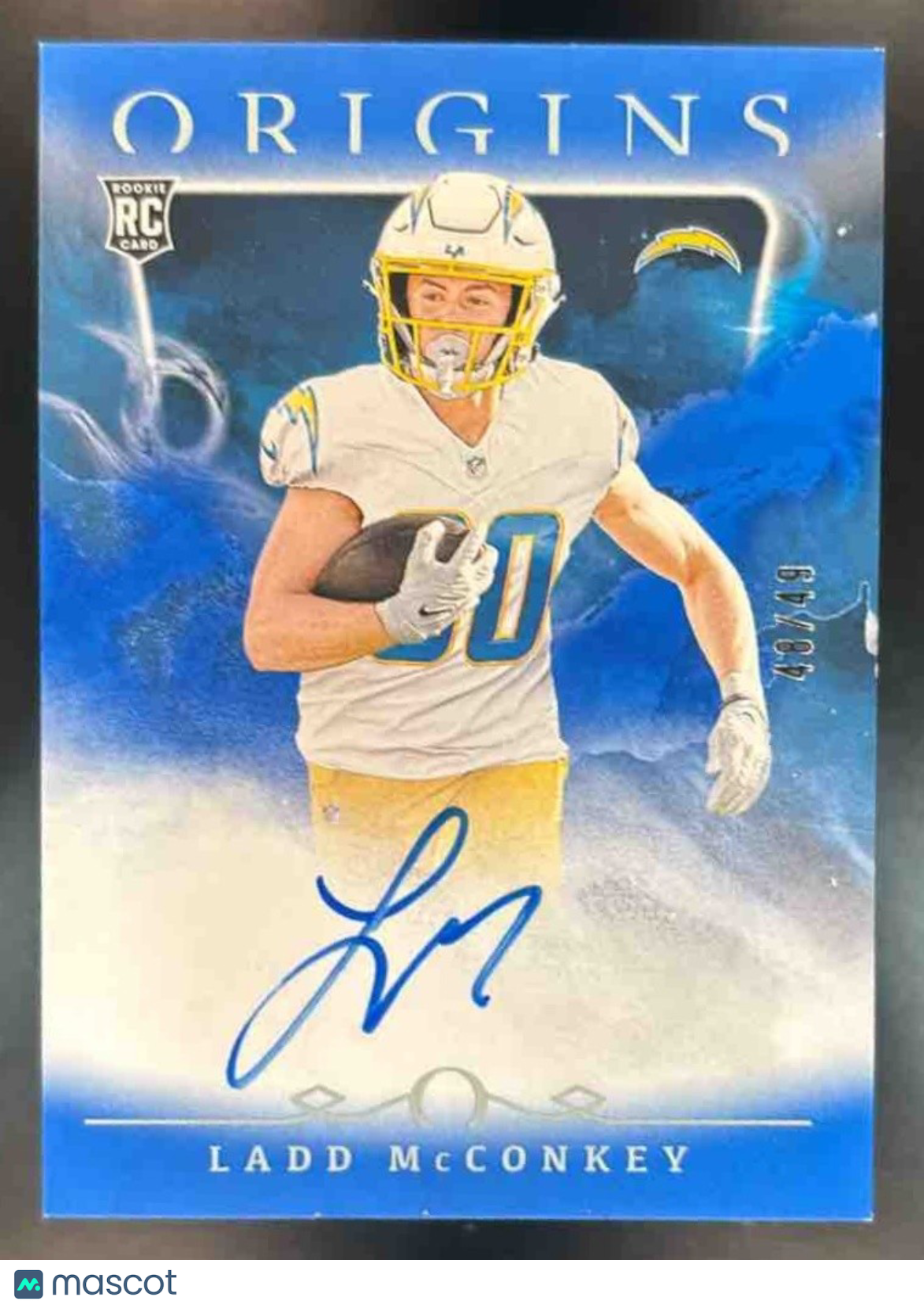 2024 Panini Origins Ladd McConkey Rookie Auto Blue /49 RC Los Angeles Chargers - Sports Cards