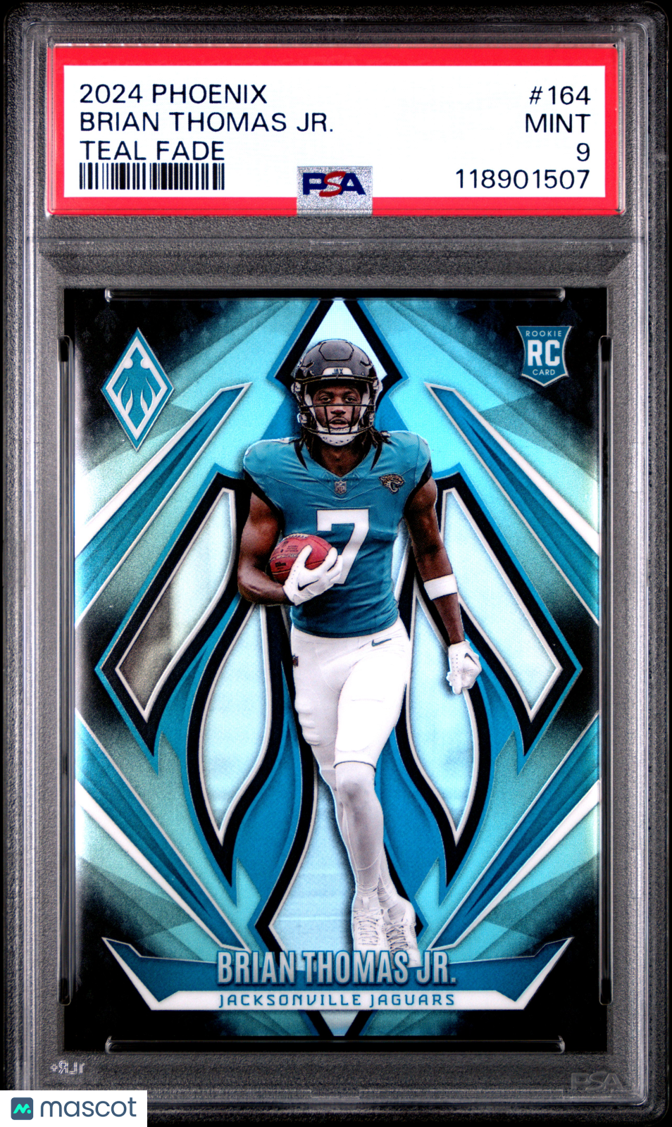 2024 Panini Phoenix Brian Thomas JR. Teal Fade #164 PSA 9 53/72 Rookie - Graded Sports Cards