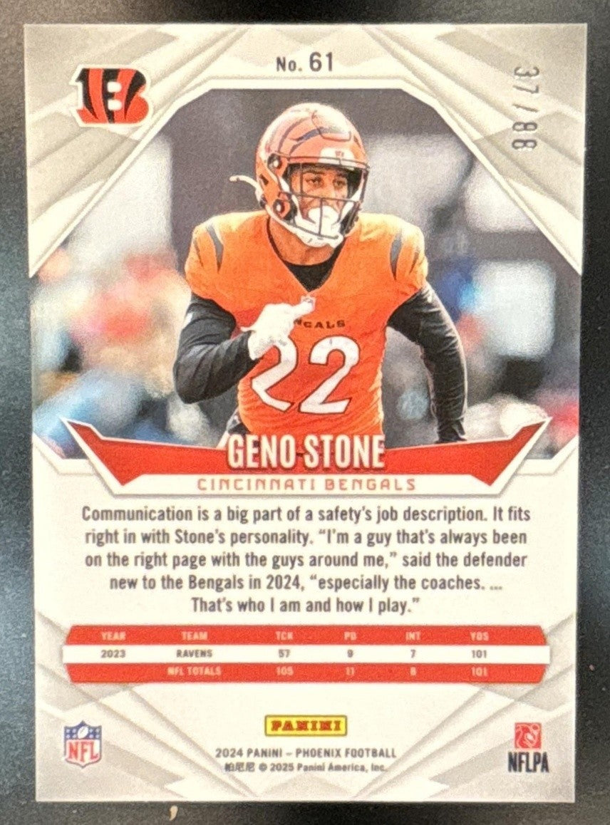 2024 Panini Phoenix Geno Stone Pink Fade /88 #61 Cincinnati Bengals - Sports Cards