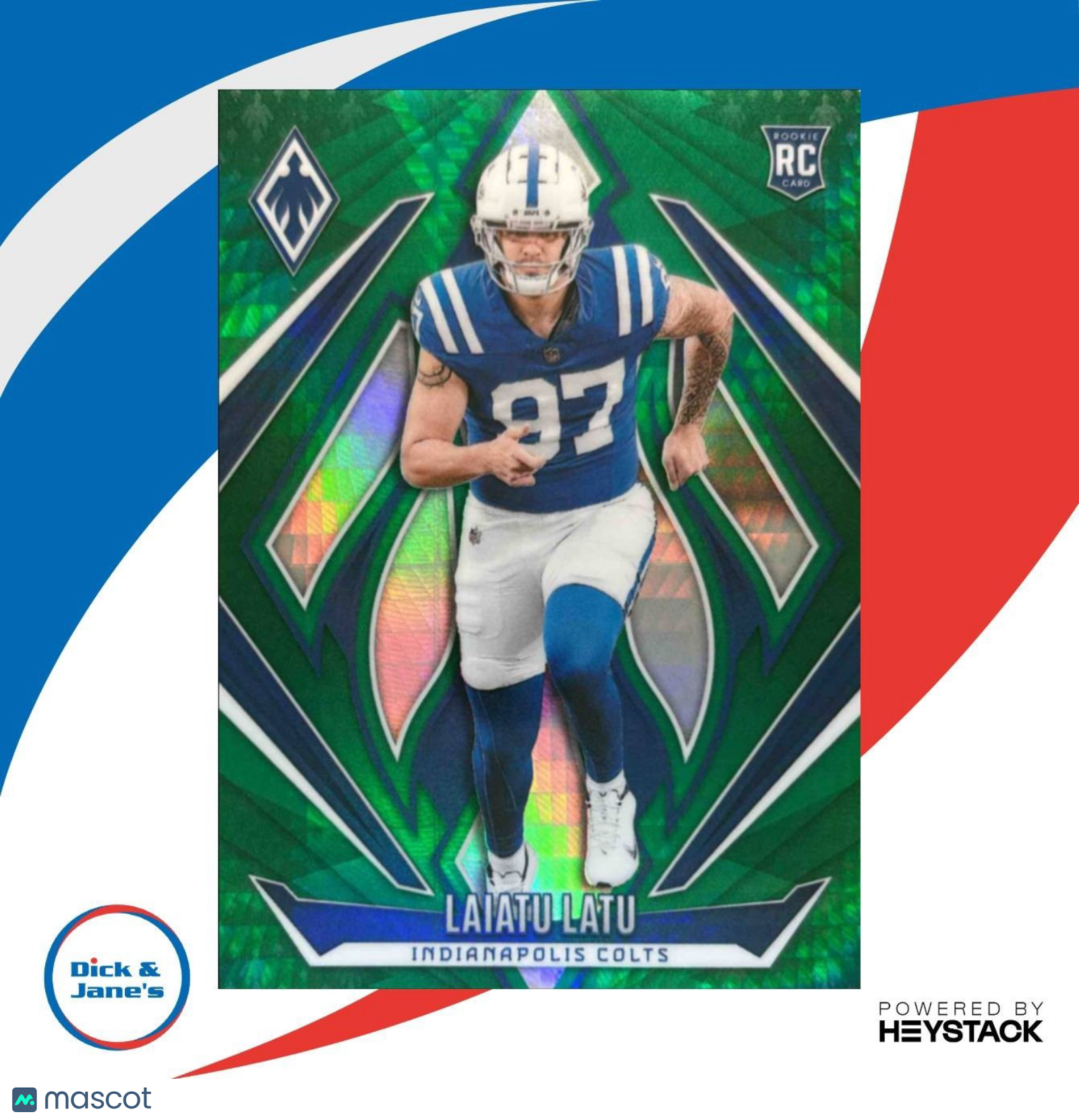 2024 Panini Phoenix Laiatu Latu Green Hyper 17/30 #217 RC Indianapolis Colts - Sports Cards