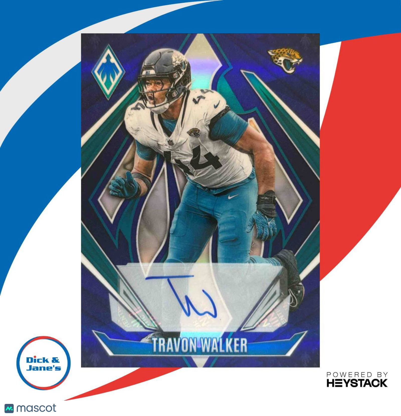 2024 Panini Phoenix Travon Walker Auto Blue /49 #135 Jacksonville Jaguars - Sports Cards