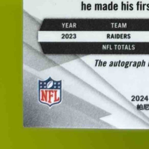 2024 Panini Phoenix Tre Tucker Auto Black Lazer #136 Raiders - Sports Cards
