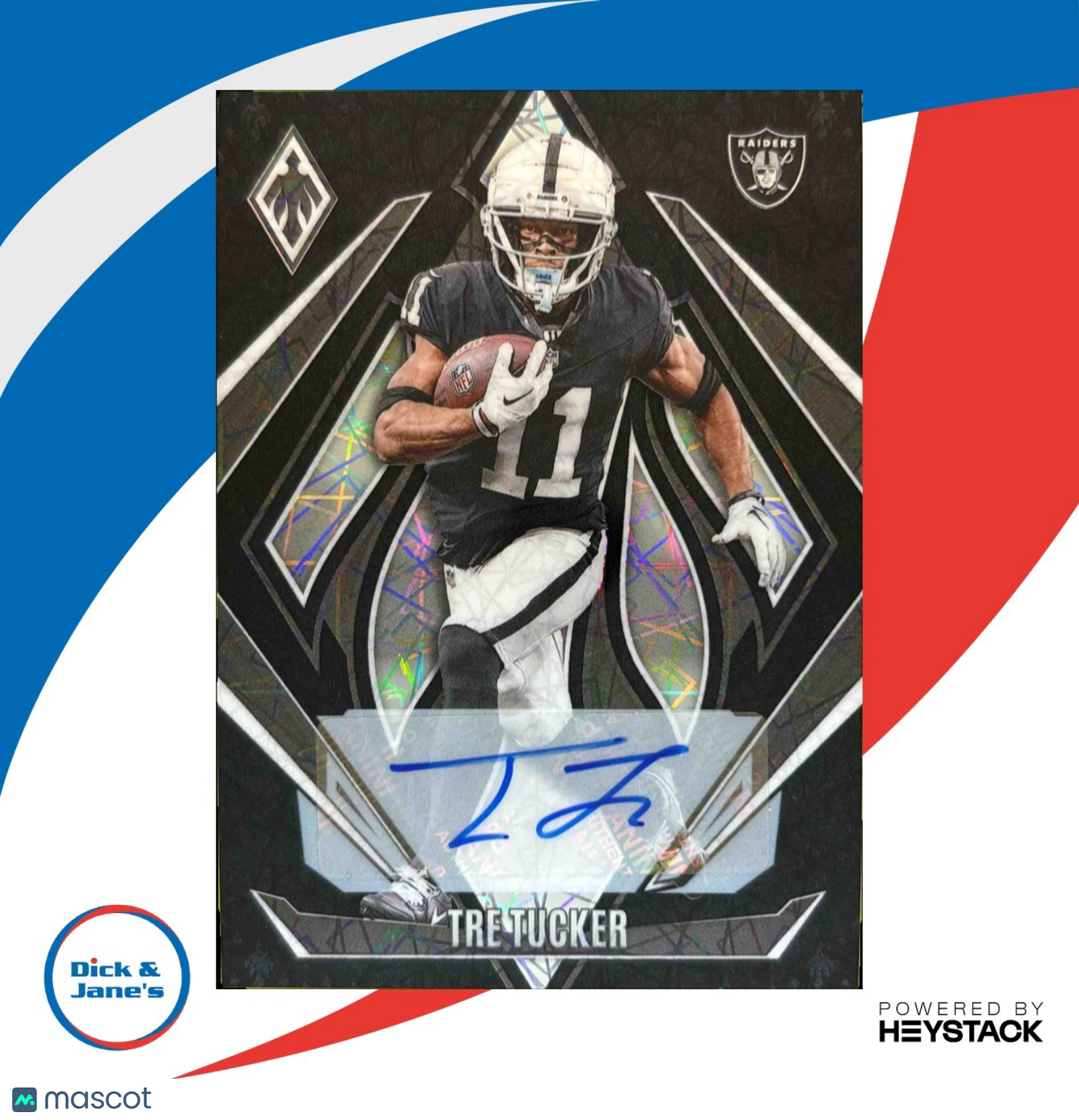 2024 Panini Phoenix Tre Tucker Auto Black Lazer #136 Raiders - Sports Cards