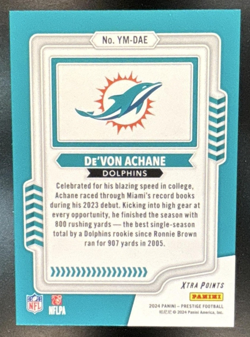2024 Panini Prestige De’Von Achane Youth Movement Purple /99 Miami Dolphins - Sports Cards