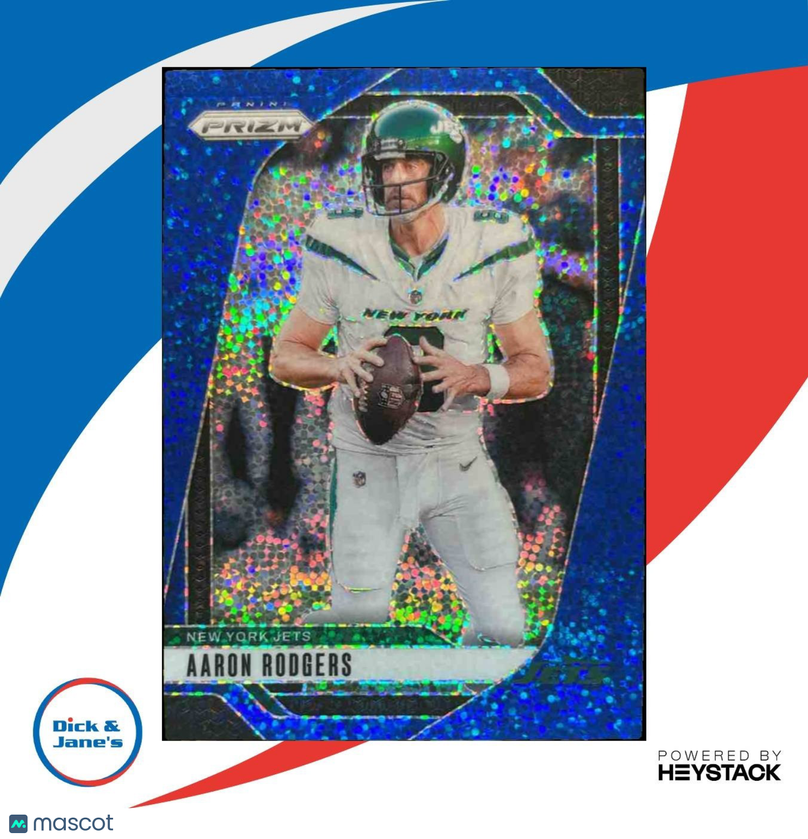 2024 Panini Prizm Aaron Rodgers Blue Sparkle 17/96 #222 New York Jets - Sports Cards