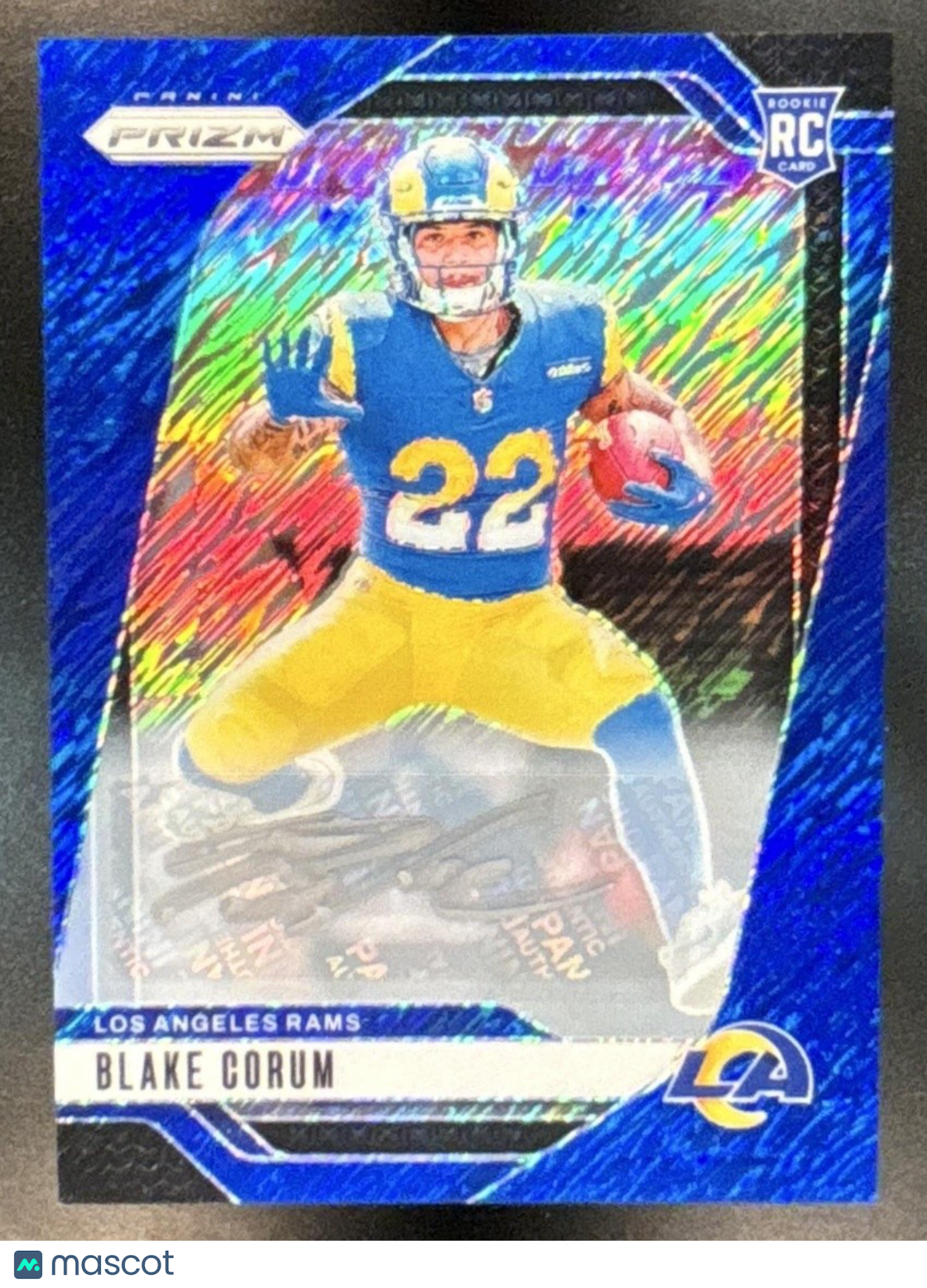 2024 Panini Prizm Blake Corum Auto Blue Shimmer /25 #308 RC Los Angeles Rams - Sports Cards