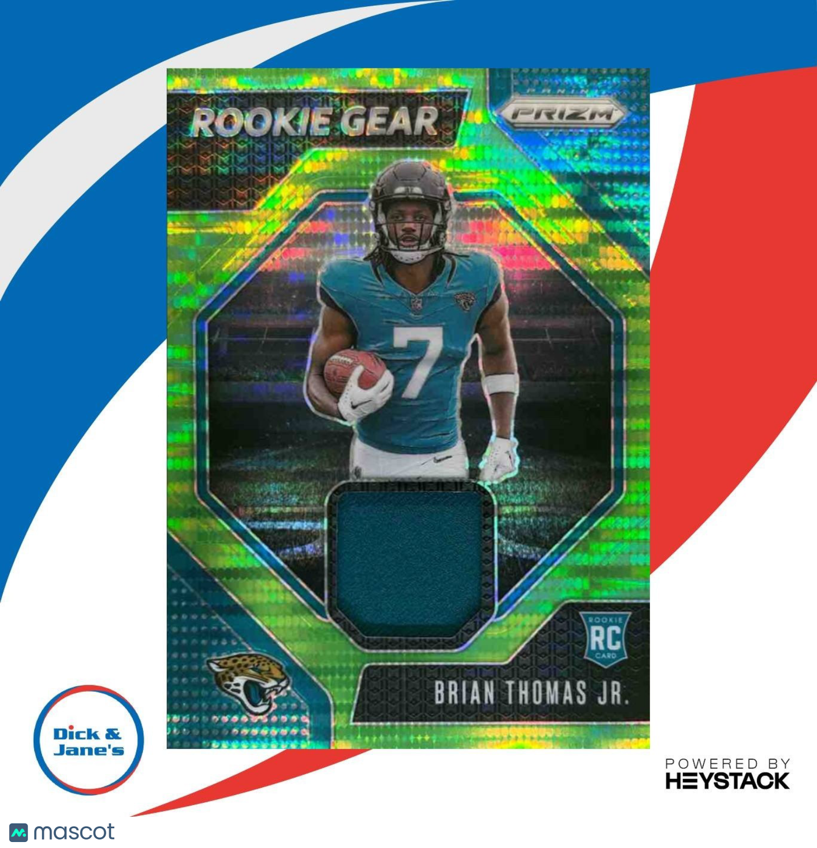 2024 Panini Prizm Brian Thomas Jr. Rookie Gear Neon Green Pulsar MEM RC Jaguars - Sports Cards