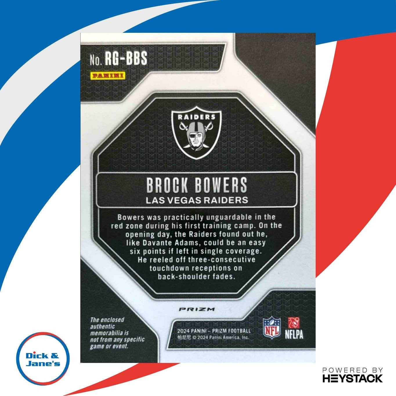 2024 Panini Prizm Brock Bowers Rookie Gear Purple Pulsar MEM Las Vegas Raiders - Sports Cards