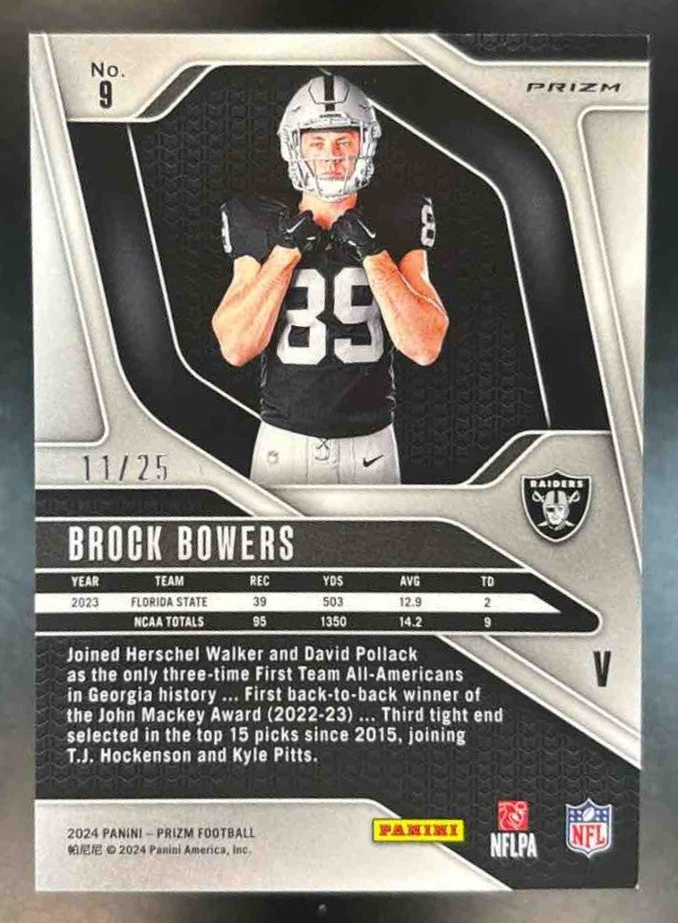 2024 Panini Prizm Brock Bowers Rookie Variations Mojo /25 #9 RC VAR Raiders - Sports Cards