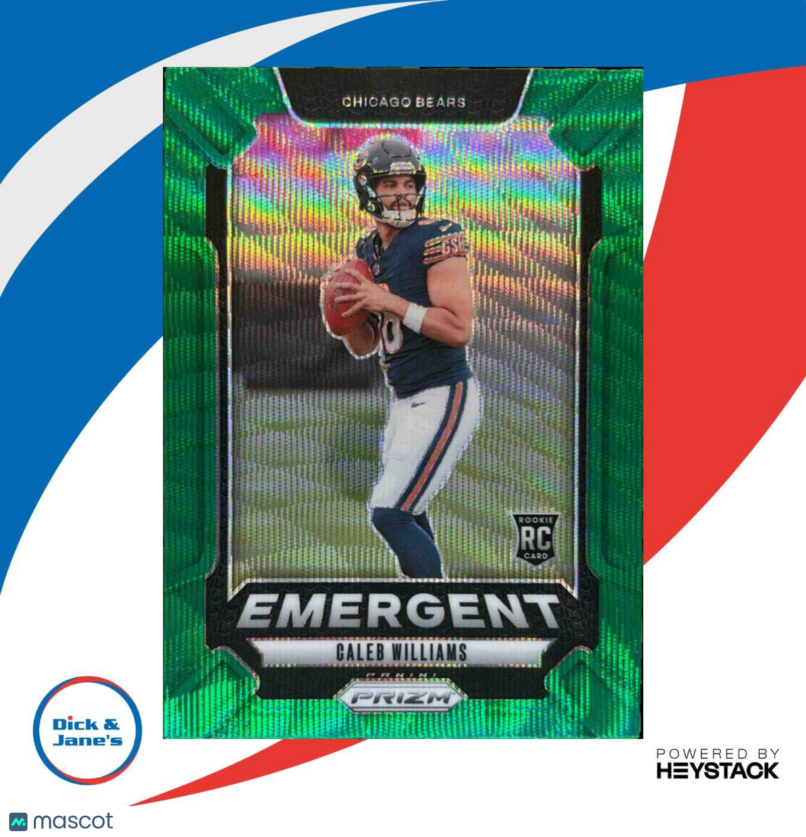 2024 Panini Prizm Caleb Williams Emergent Green Wave #1 RC Chicago Bears Rookie Sports Cards