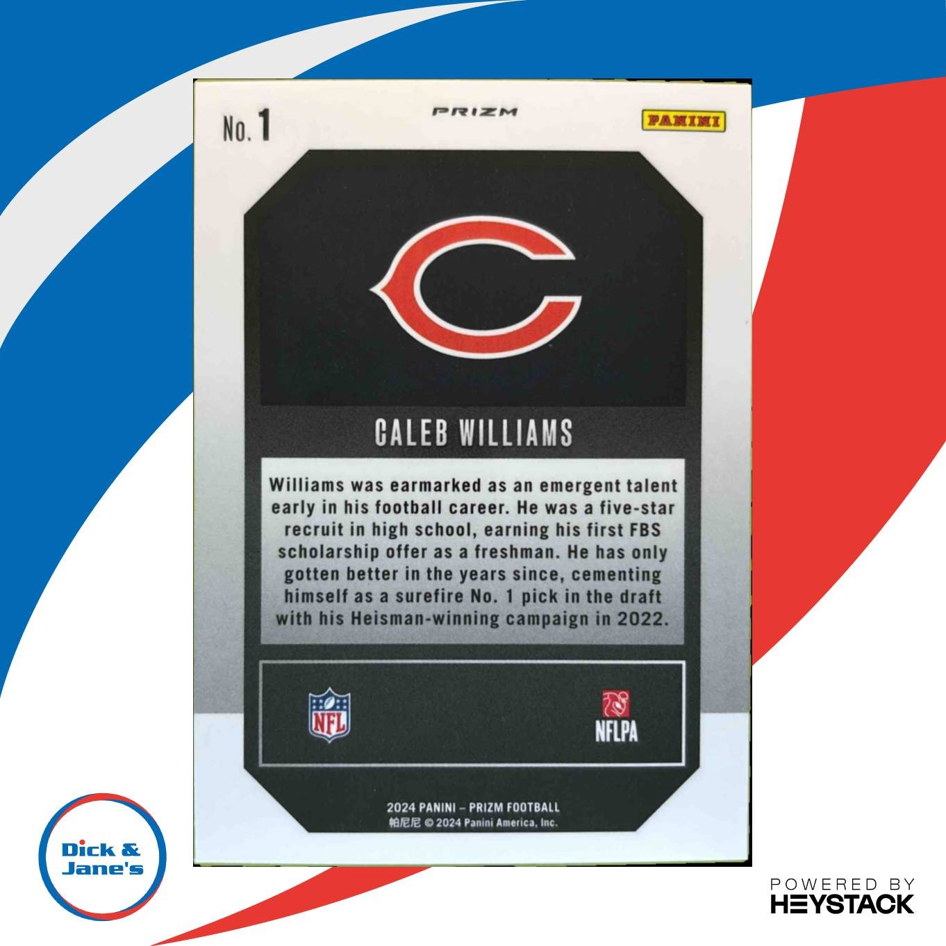 2024 Panini Prizm Caleb Williams Emergent Green Wave #1 RC Chicago Bears Rookie Sports Cards