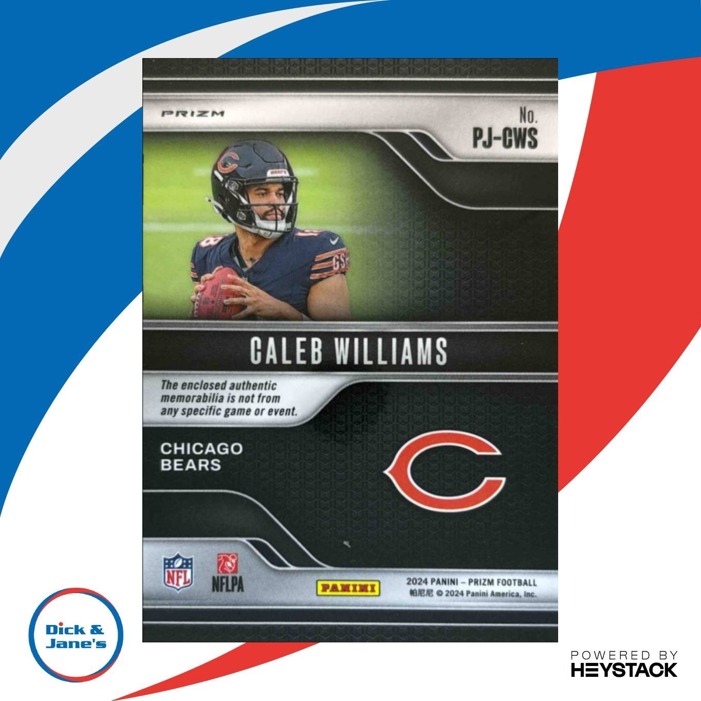2024 Panini Prizm Caleb Williams Premier Jerseys #PJ-CWS MEM RC Chicago Bears - Sports Cards