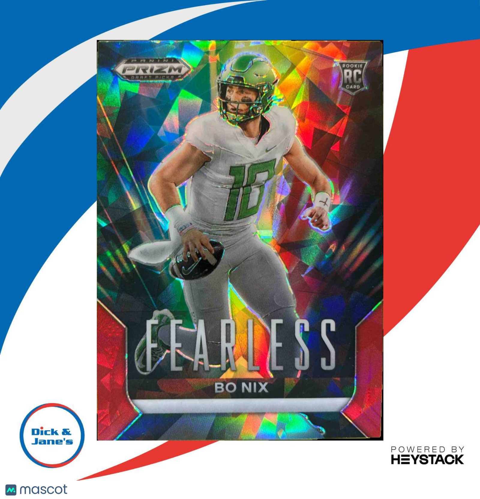 2024 Panini Prizm Collegiate Draft Bo Nix Fearless Red Ice #F BN RC Oregon Ducks Sports Cards