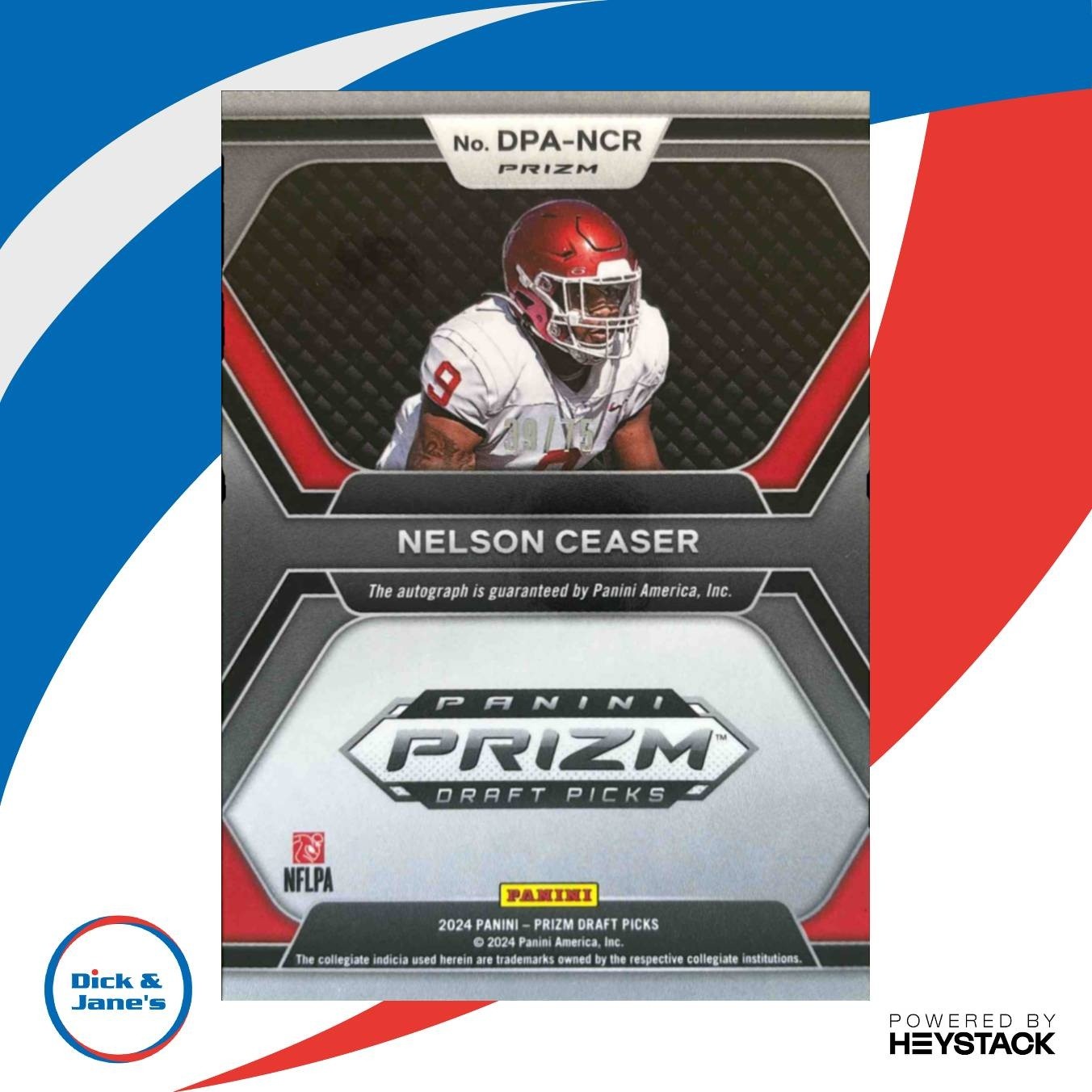2024 Panini Prizm Collegiate Draft Picks Nelson Ceaser Pick Auto Orange Wave - Sports Cards