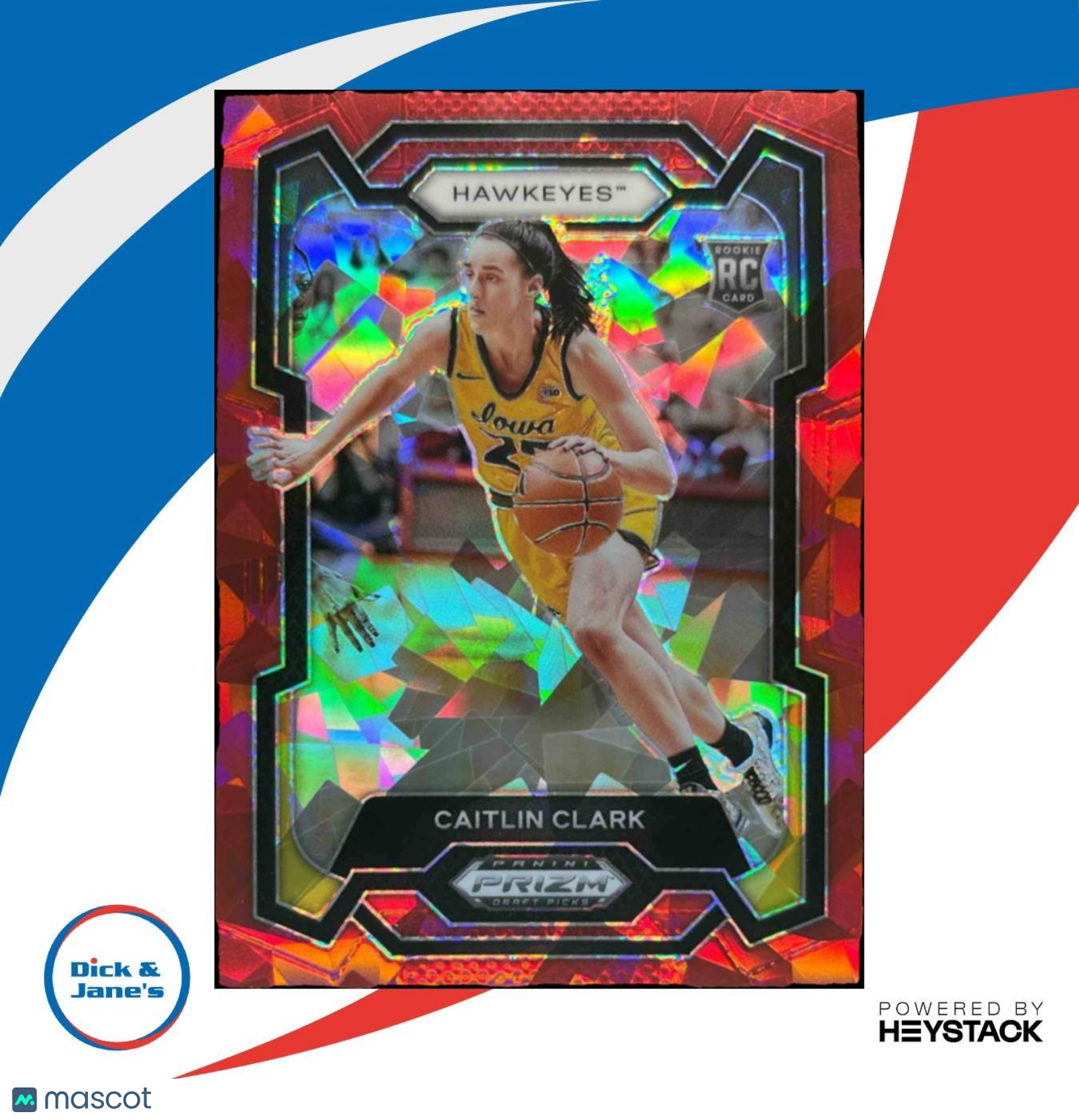 2024 Panini Prizm Draft Collegiate Caitlin Clark Red Ice #57 RC Iowa Hawkeyes - Sports Cards