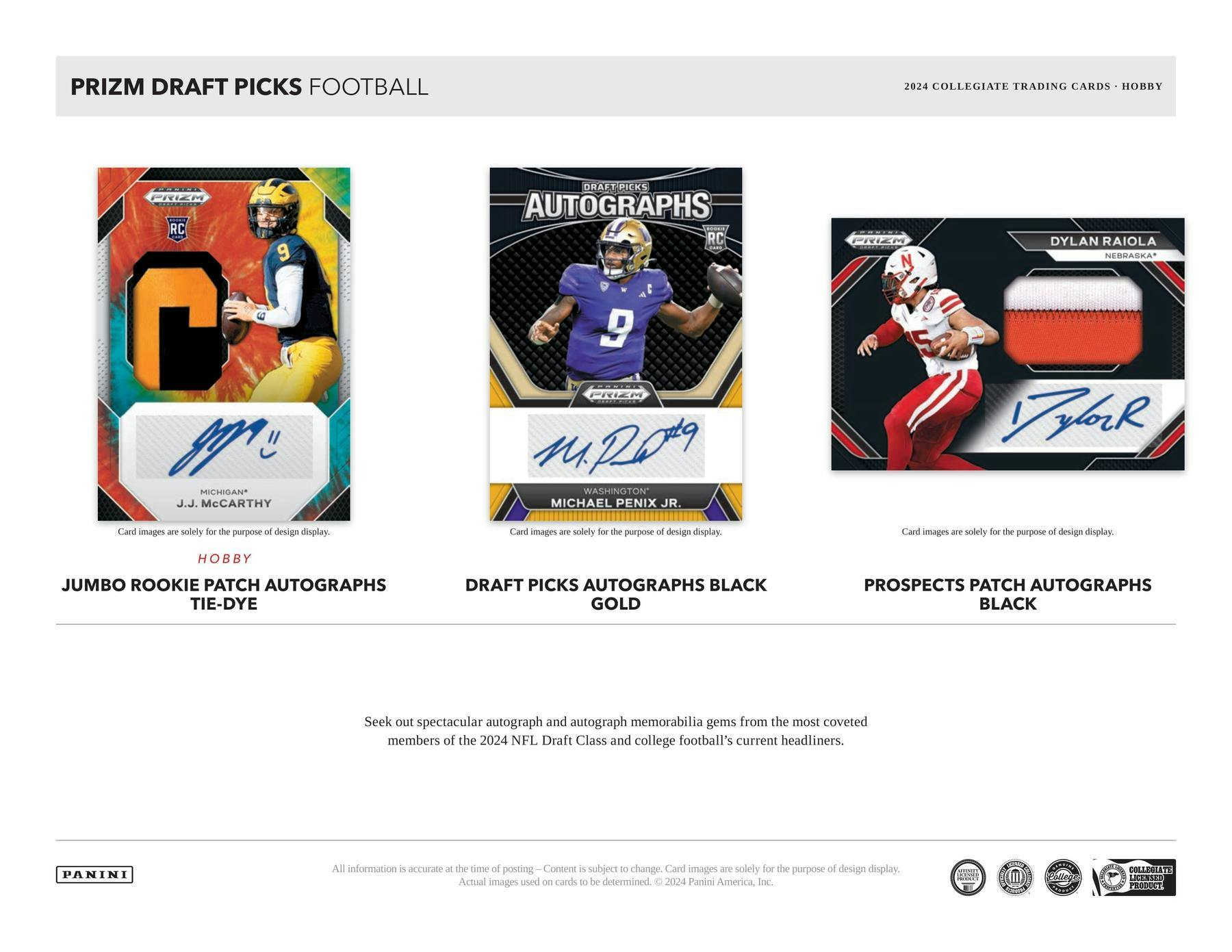 2024 Panini Prizm Draft Picks Football Hobby Box (4 Autos) - NFL Hobby Box