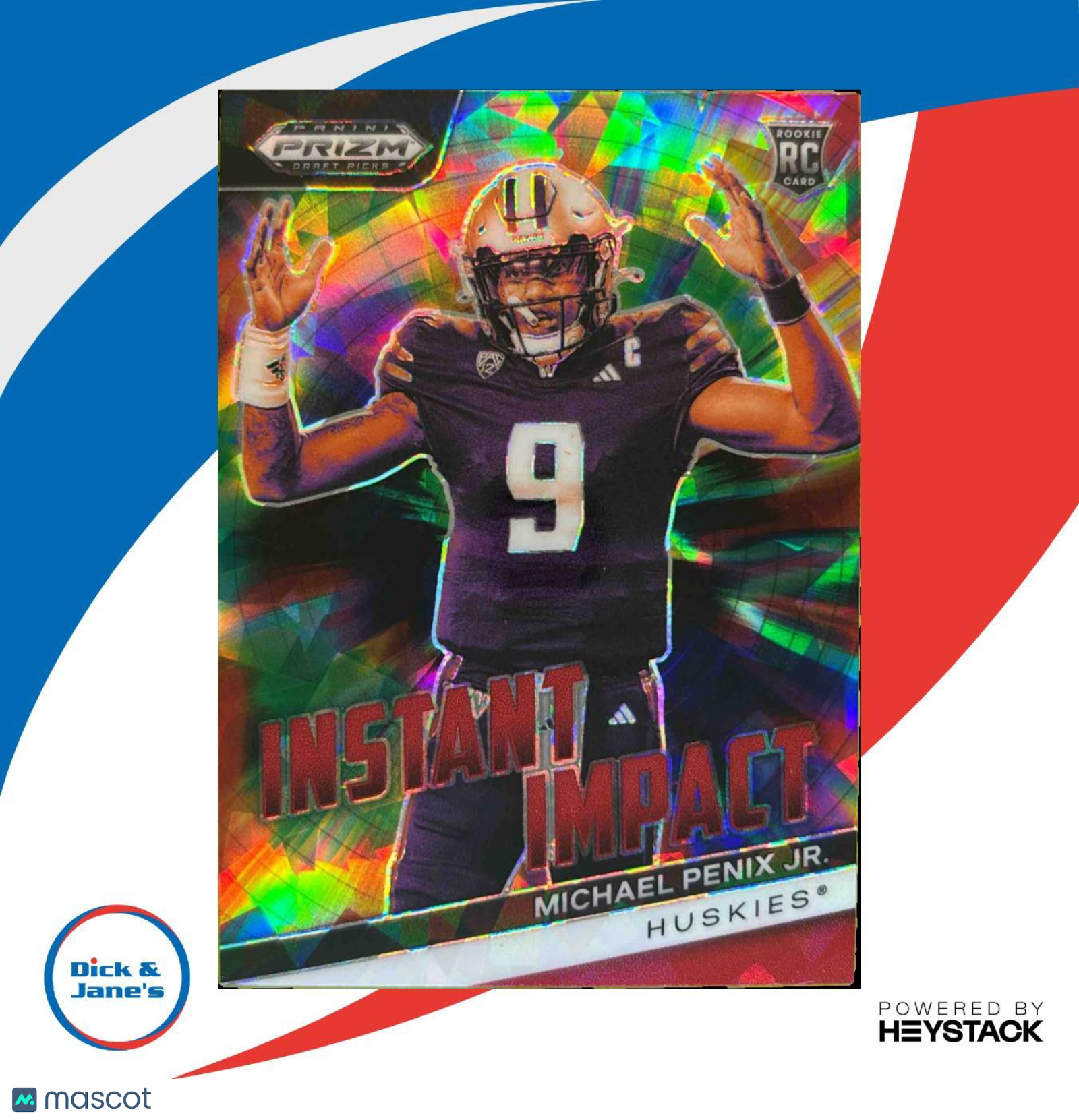 2024 Panini Prizm Draft Picks Michael Penix Jr Instant Impact Red Ice RC Huskies - Sports Cards