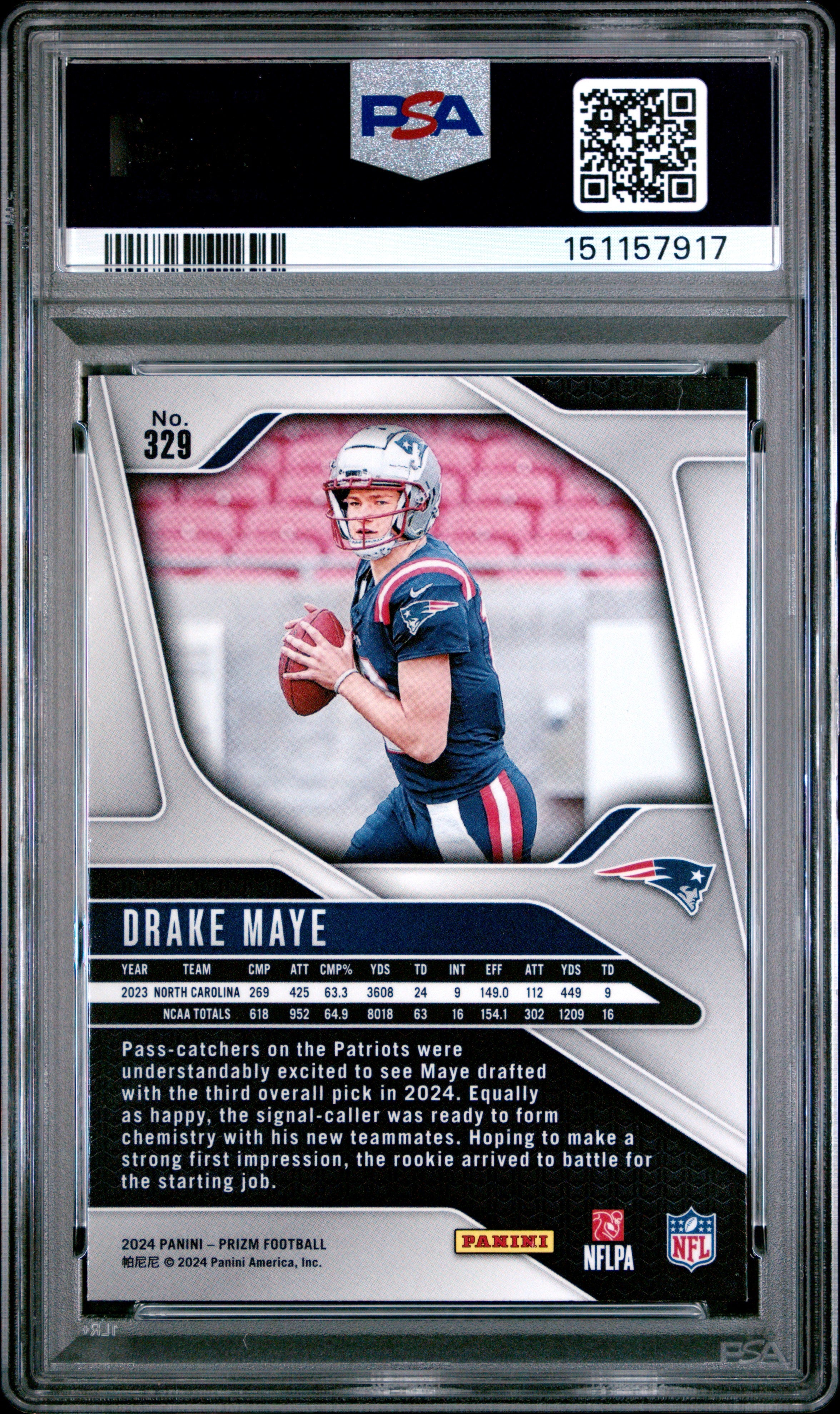 2024 Panini Prizm Drake Maye #329 PSA 10 - Graded Sports Cards