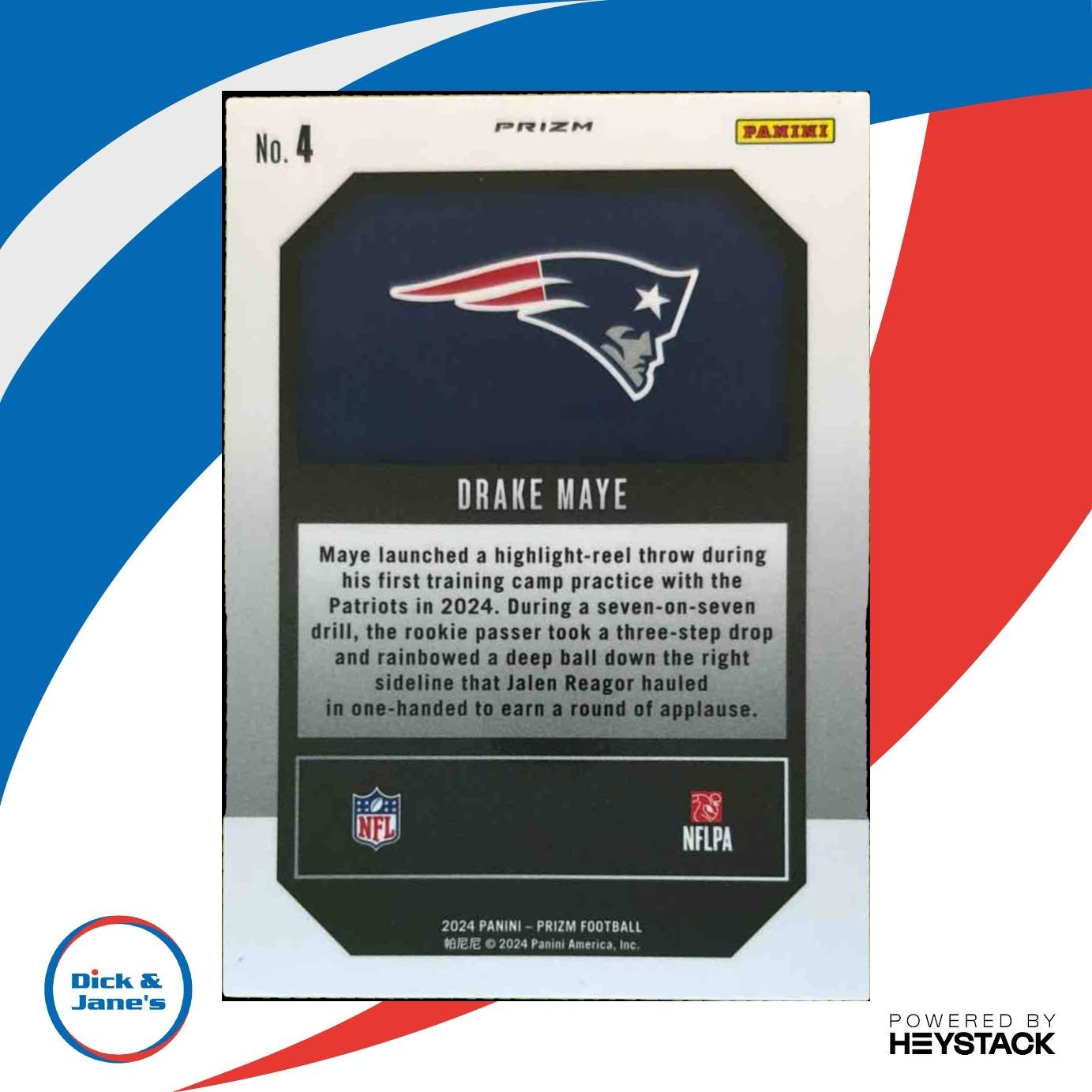 2024 Panini Prizm Drake Maye Emergent Green Wave #4 RC New England Patriots - Sports Cards