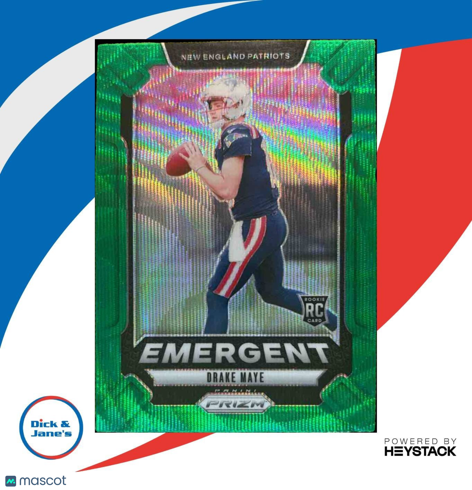 2024 Panini Prizm Drake Maye Emergent Green Wave #4 RC New England Patriots - Sports Cards