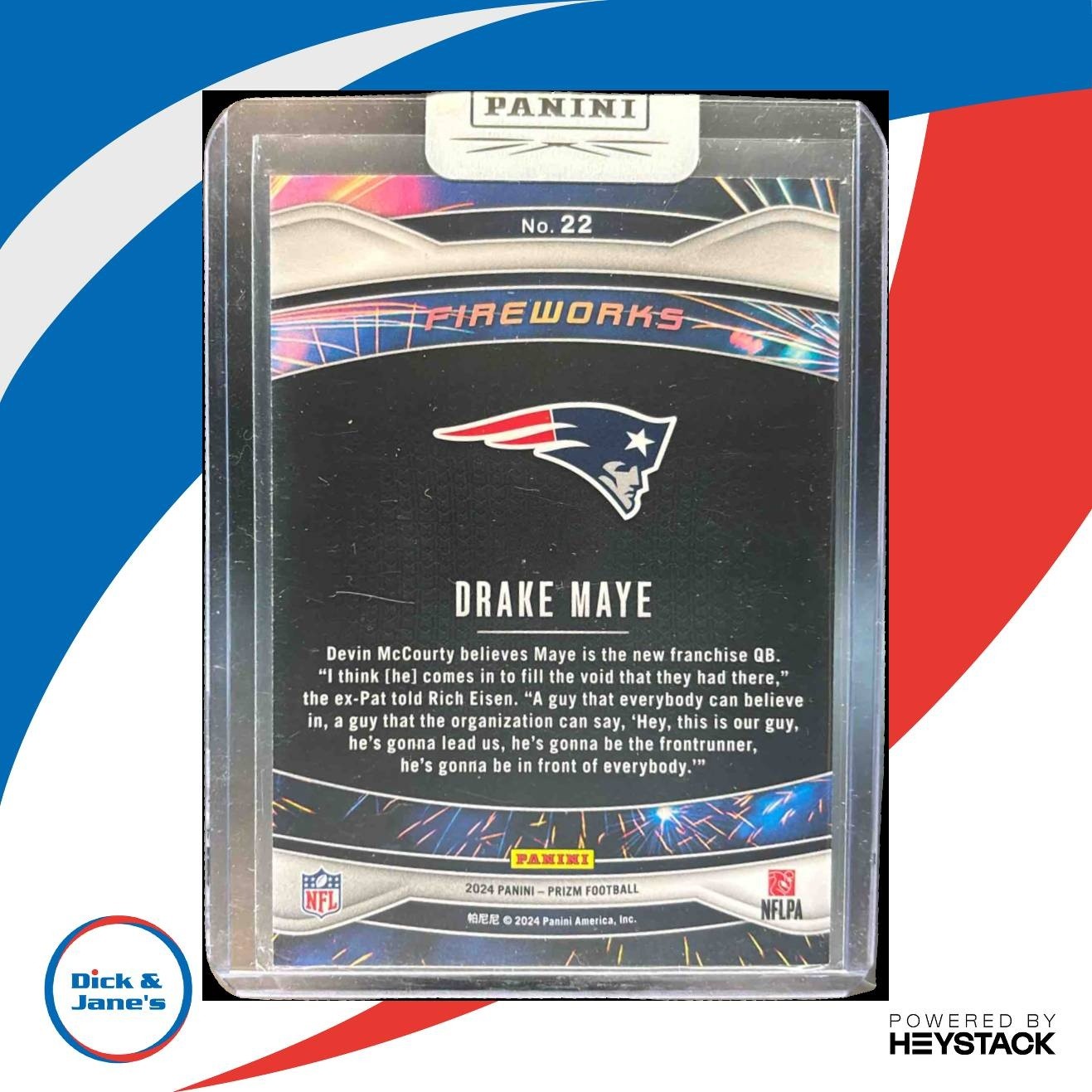 2024 Panini Prizm Drake Maye Fireworks #22 RC Patriots - Sports Cards