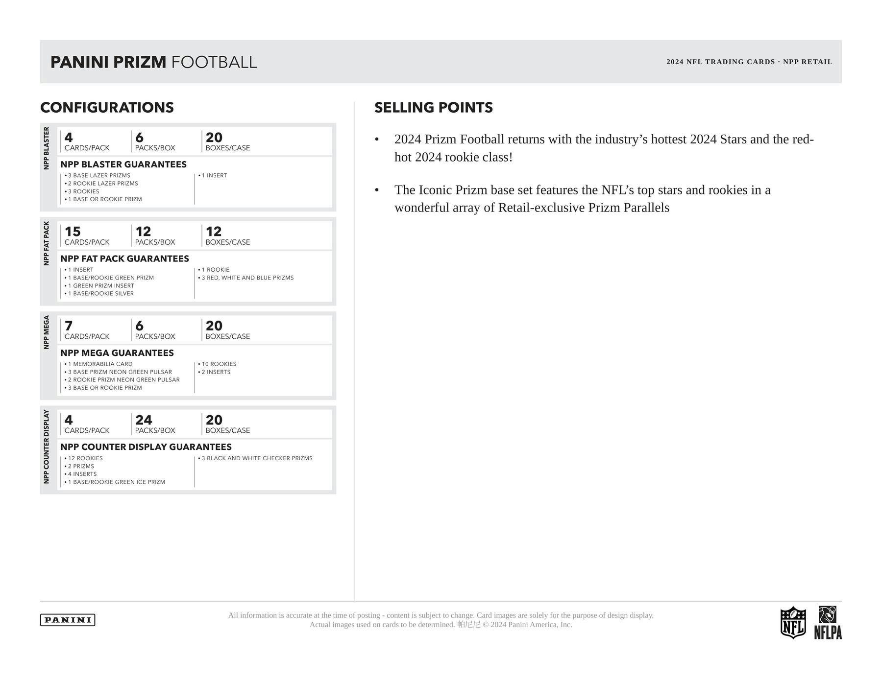 Retaill 2024 Panini Prizm Football 6-Pack Blaster Box (Lazer Prizms) - NFL Blaster