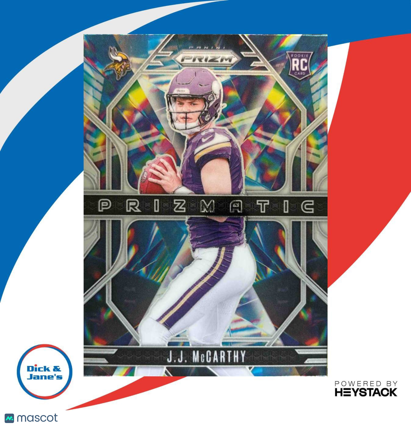 2024 Panini Prizm J.J. McCarthy Prizmatic Green #8 RC Minnesota Vikings - Sports Cards