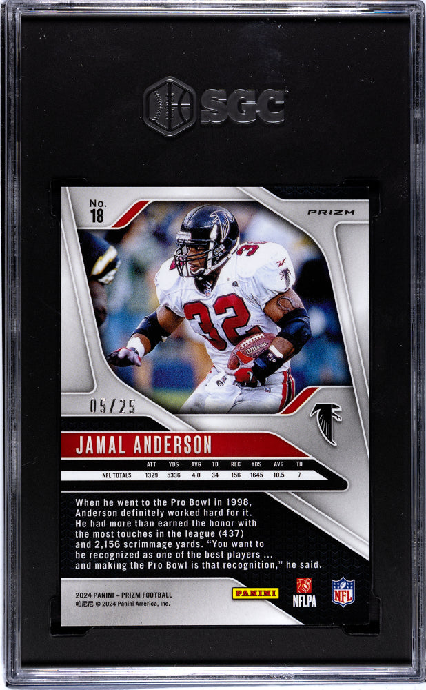 2024 Panini Prizm Jamal Anderson Blue Shim. /25 #18 SGC 10 - Graded Sports Cards