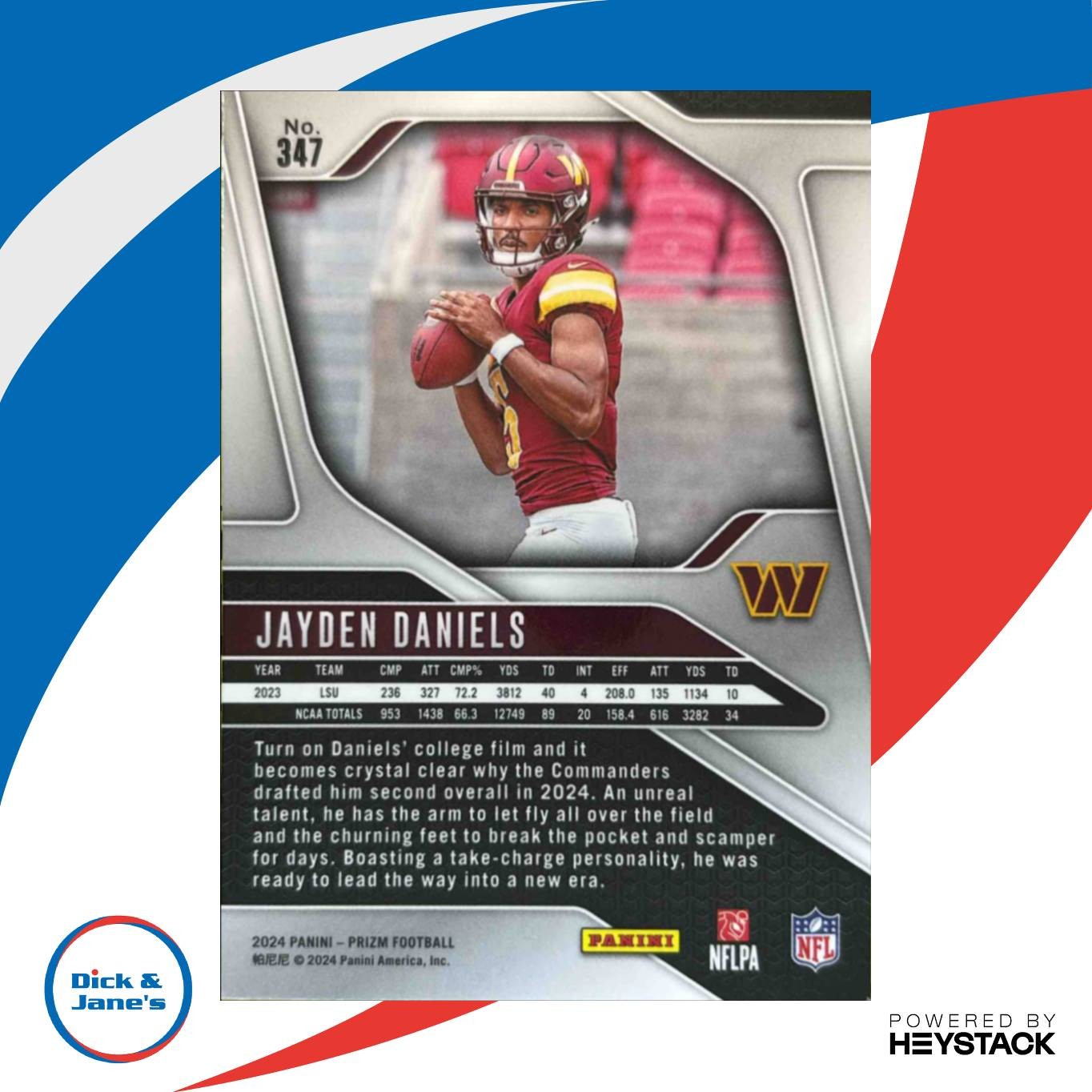 2024 Panini Prizm Jayden Daniels #347 RC Washington Commanders - Sports Cards
