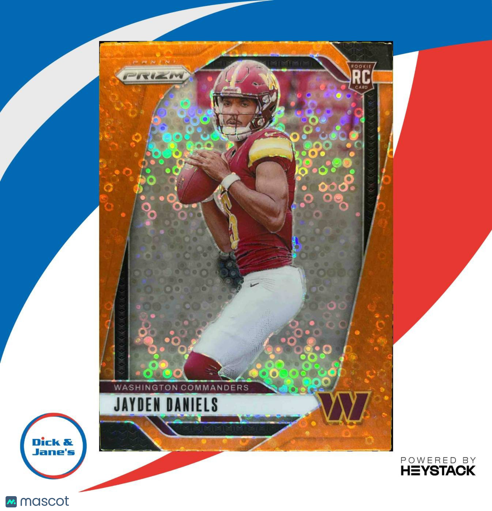 2024 Panini Prizm Jayden Daniels Orange Disco #347 RC Washington Commanders - Sports Cards