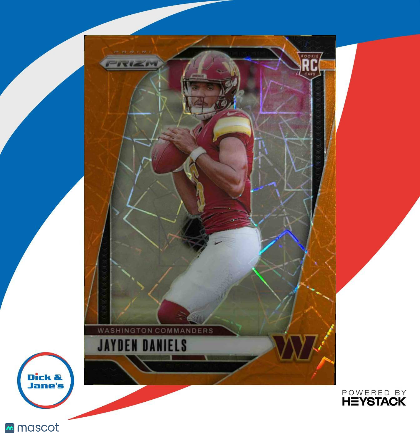 2024 Panini Prizm Jayden Daniels Orange Lazer #347 RC Washington Commanders - Sports Cards