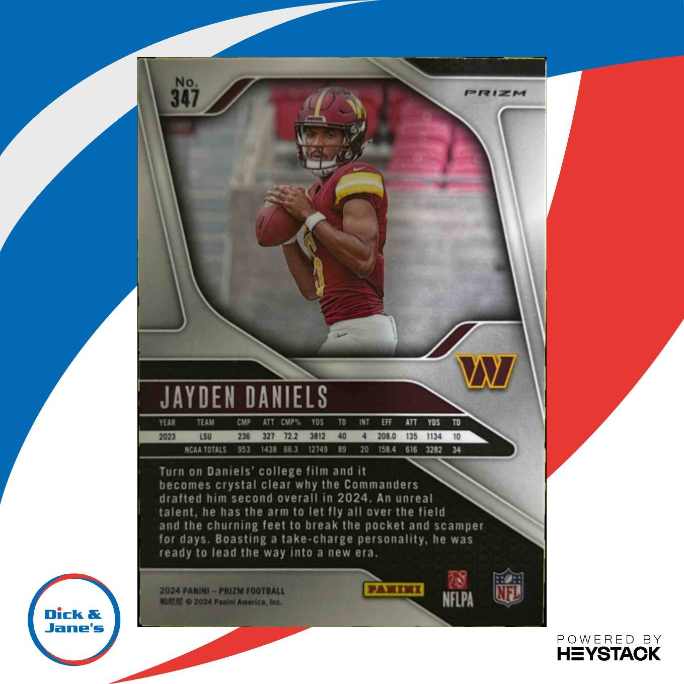 2024 Panini Prizm Jayden Daniels Orange Lazer #347 RC Washington Commanders - Sports Cards