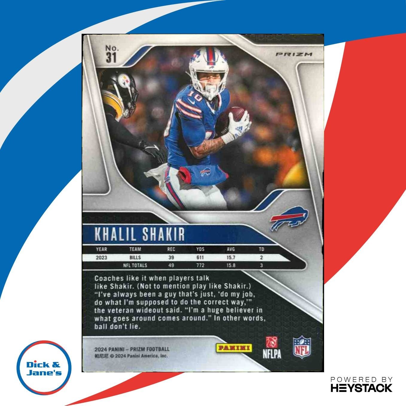 2024 Panini Prizm Khalil Shakir Snakeskin #31 Buffalo Bills - Sports Cards