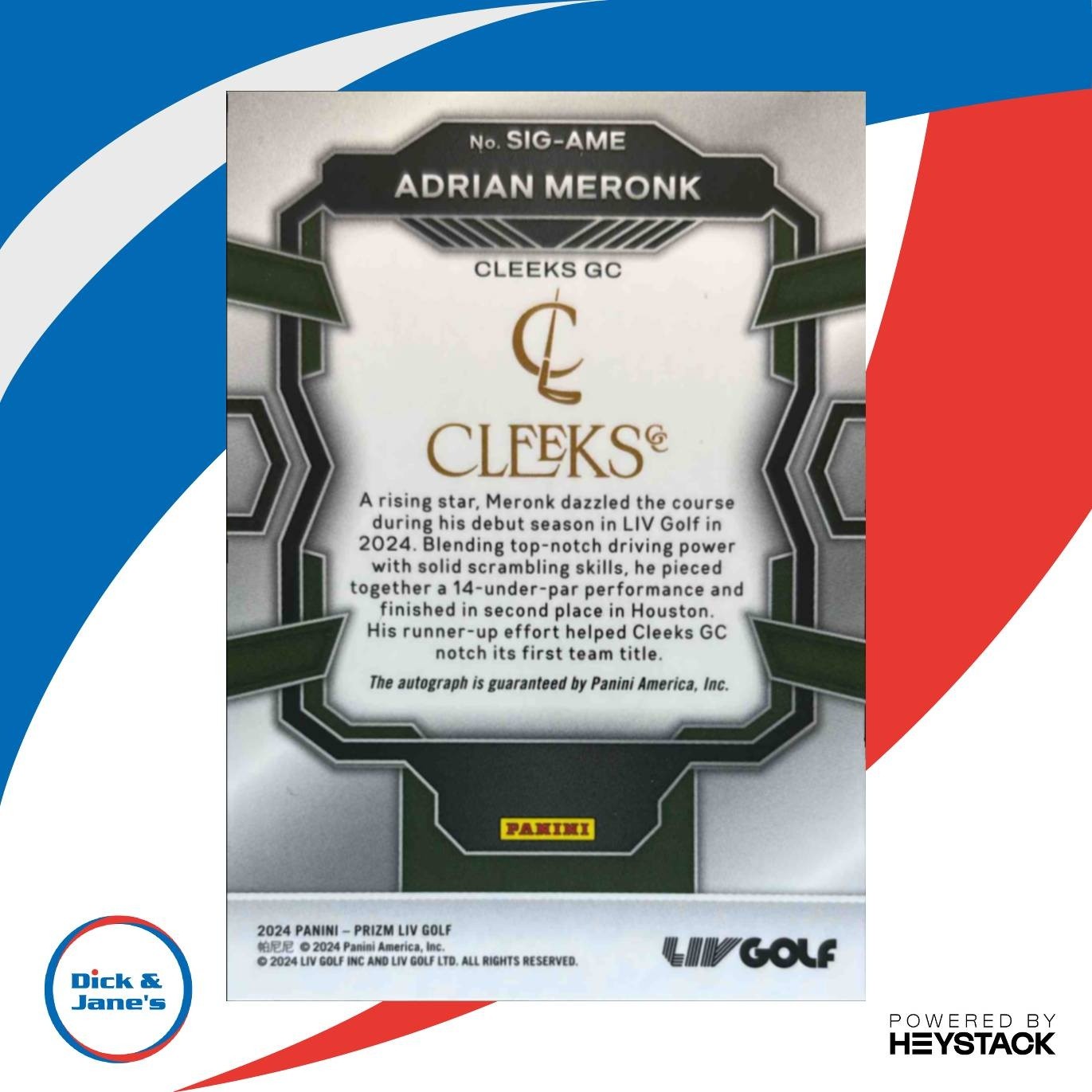 2024 Panini Prizm LIV Adrian Meronk Signatures #SIG-AME Auto Cleeks GC - Sports Cards