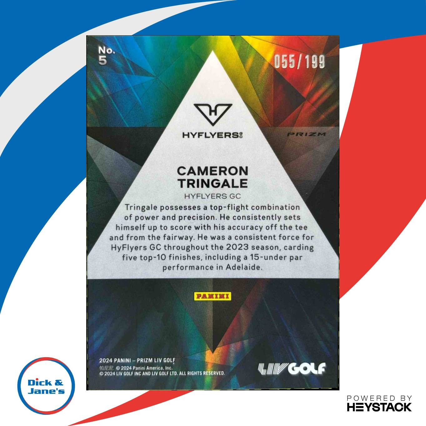 2024 Panini Prizm LIV Cameron Tringale Prizmatic Teal Prizms 55/199 HyFlyers GC Sports Cards